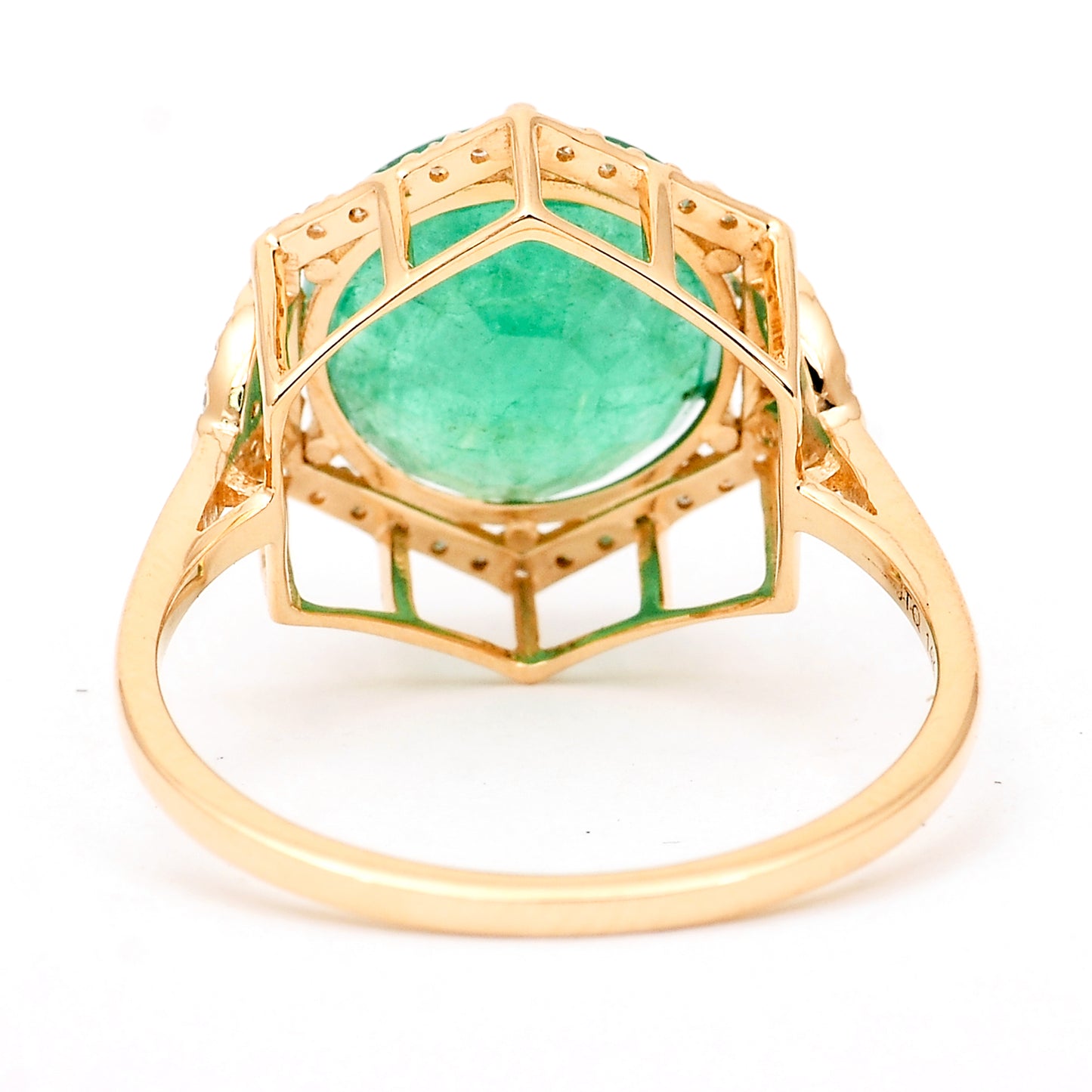 4.05 Ct Round Natural Emerald 14K Gold Ring