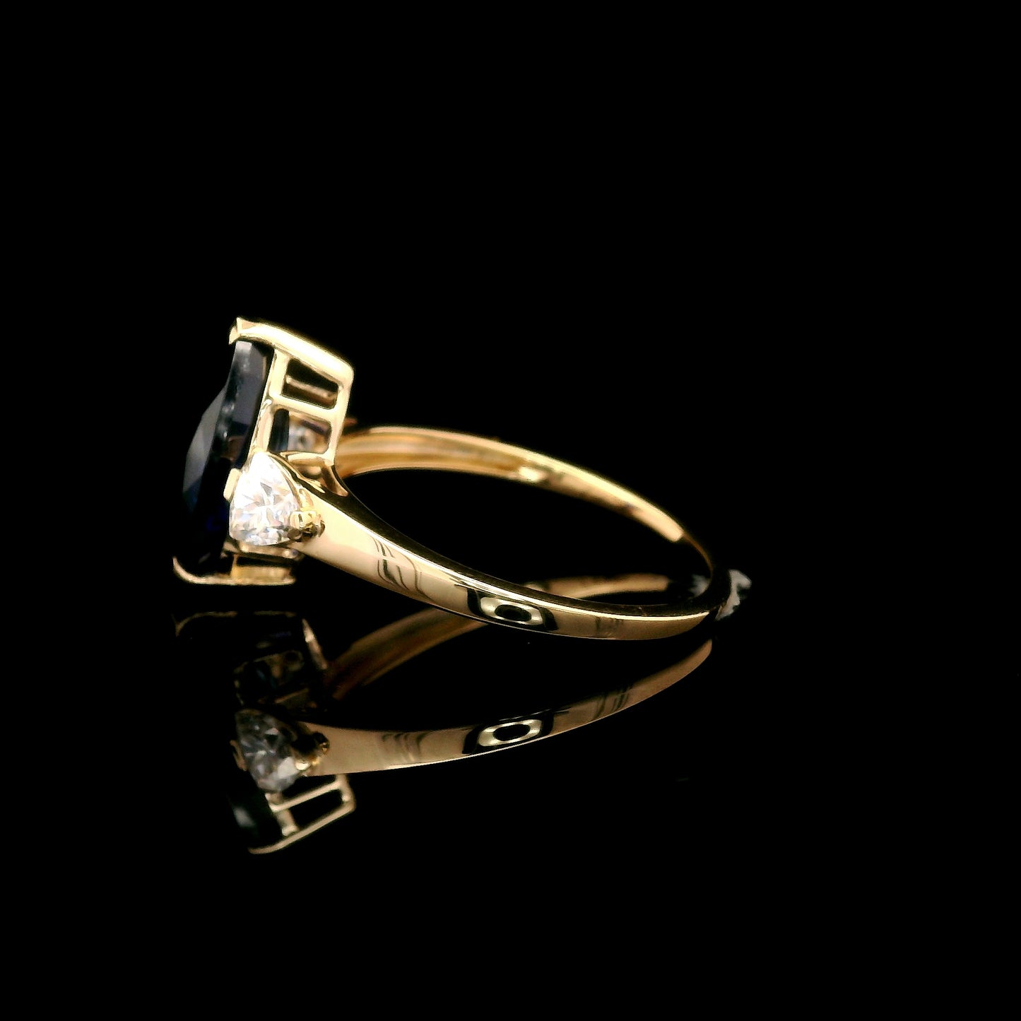 3.04 Ct Marquise Mixed Cut Lab Grown Sapphire 14K Gold Ring