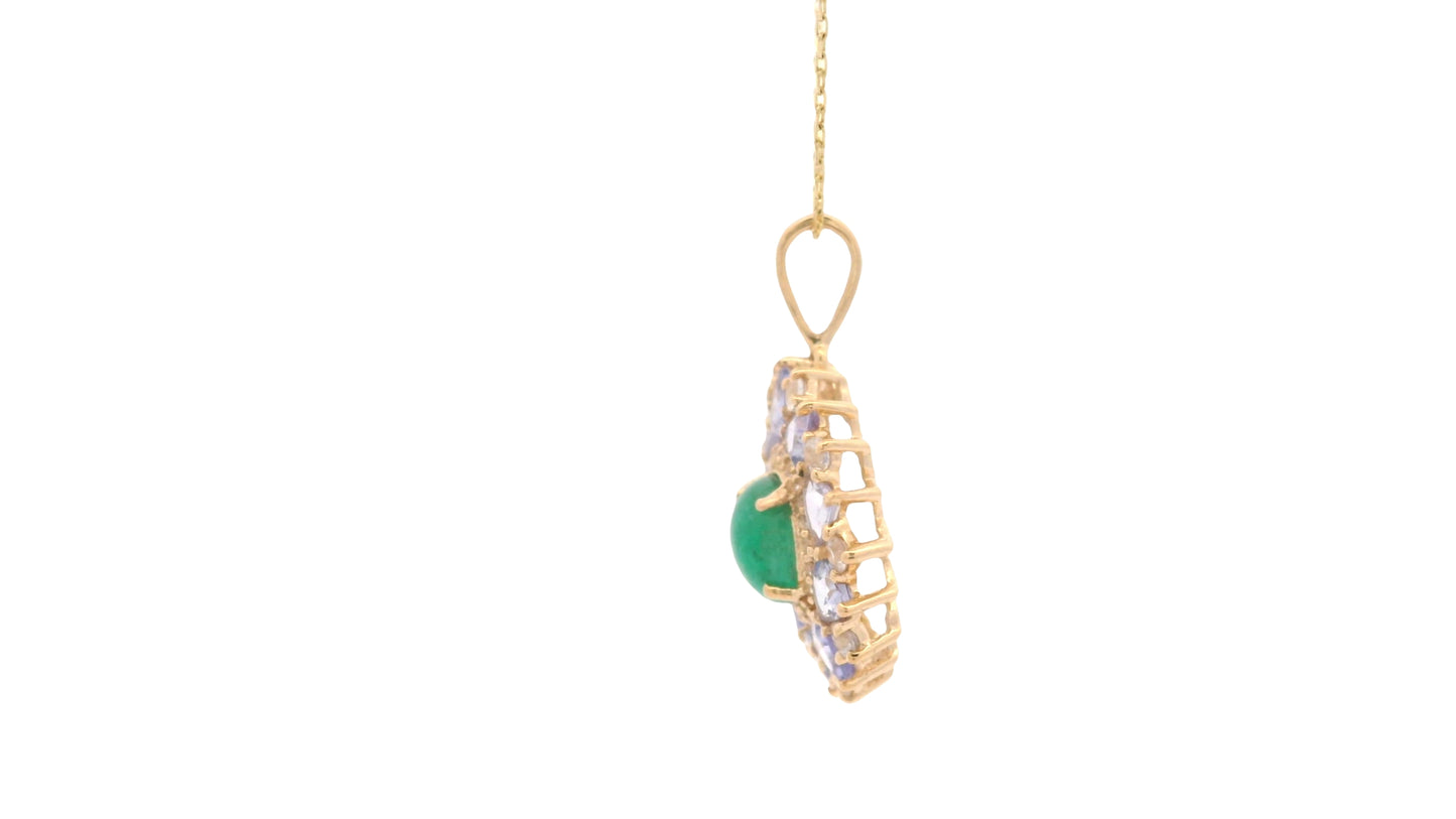 2.13 Ct Round Emerald 14K Gold Pendant