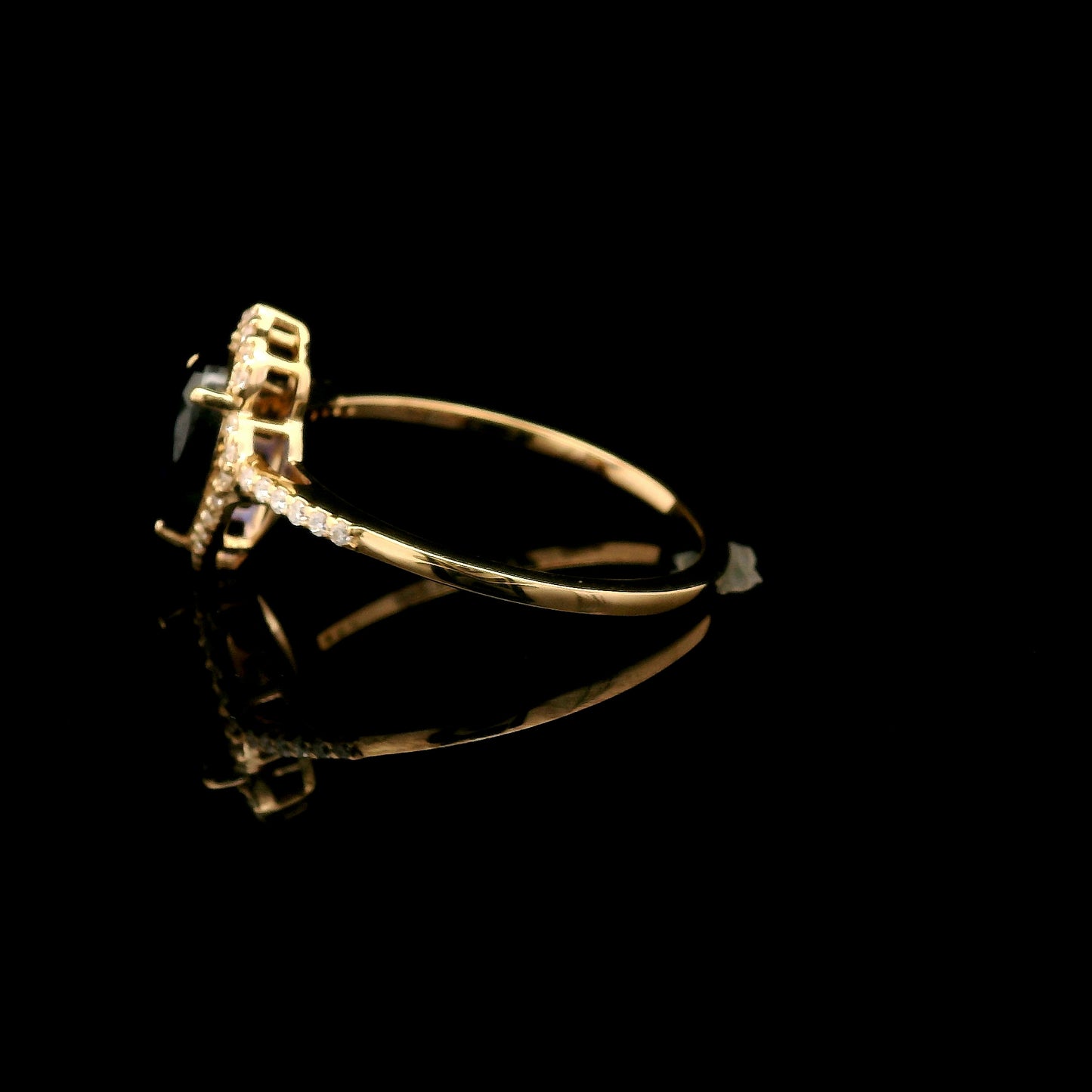 0.89 Ct Pear Mixed Cut Lab Grown Sapphire 14K Gold Ring
