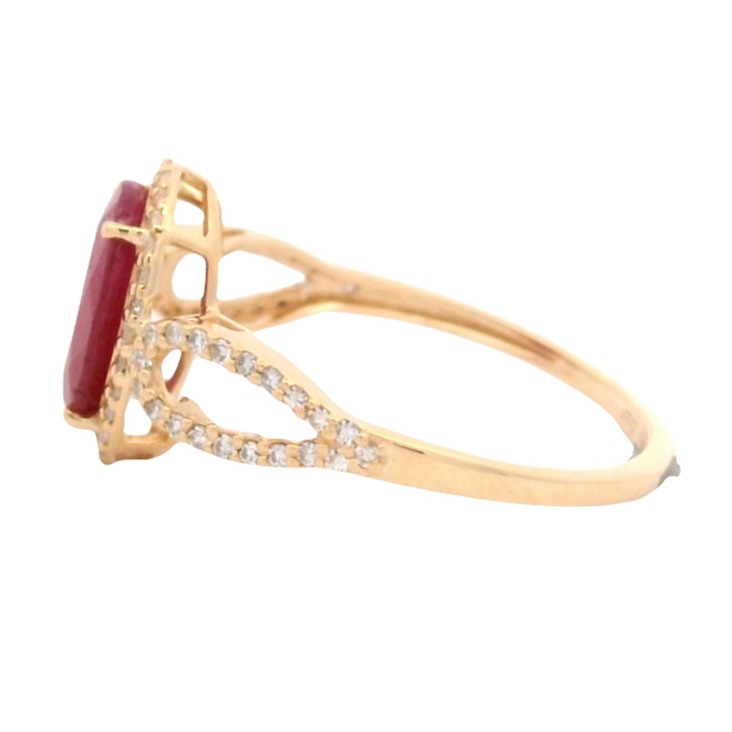 2.33 Ct Oval Mixed Cut Natural Corundum Ruby 14K Gold Ring