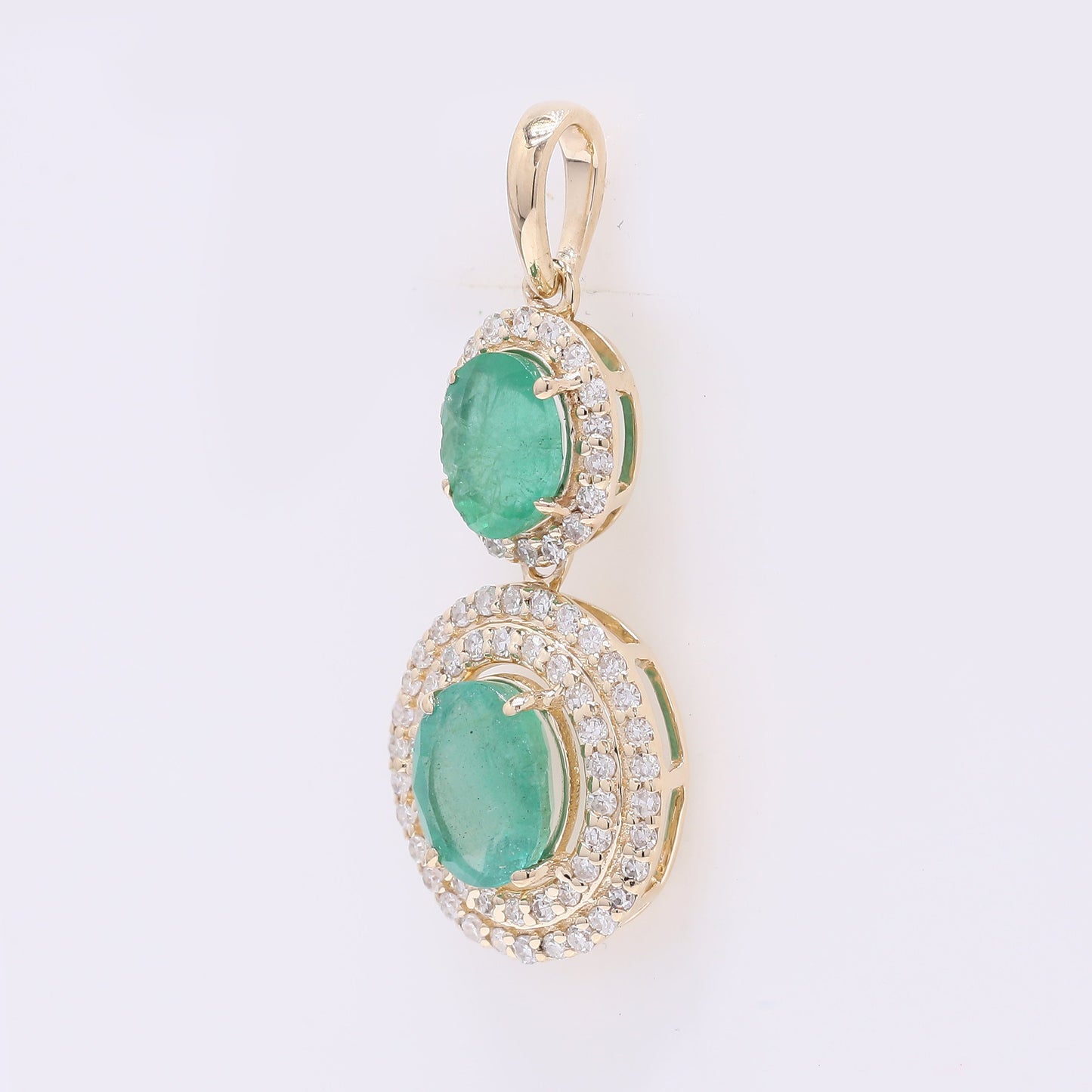 1.28 Ct Oval Mixed Cut Natural Emerald 14K Gold Pendant