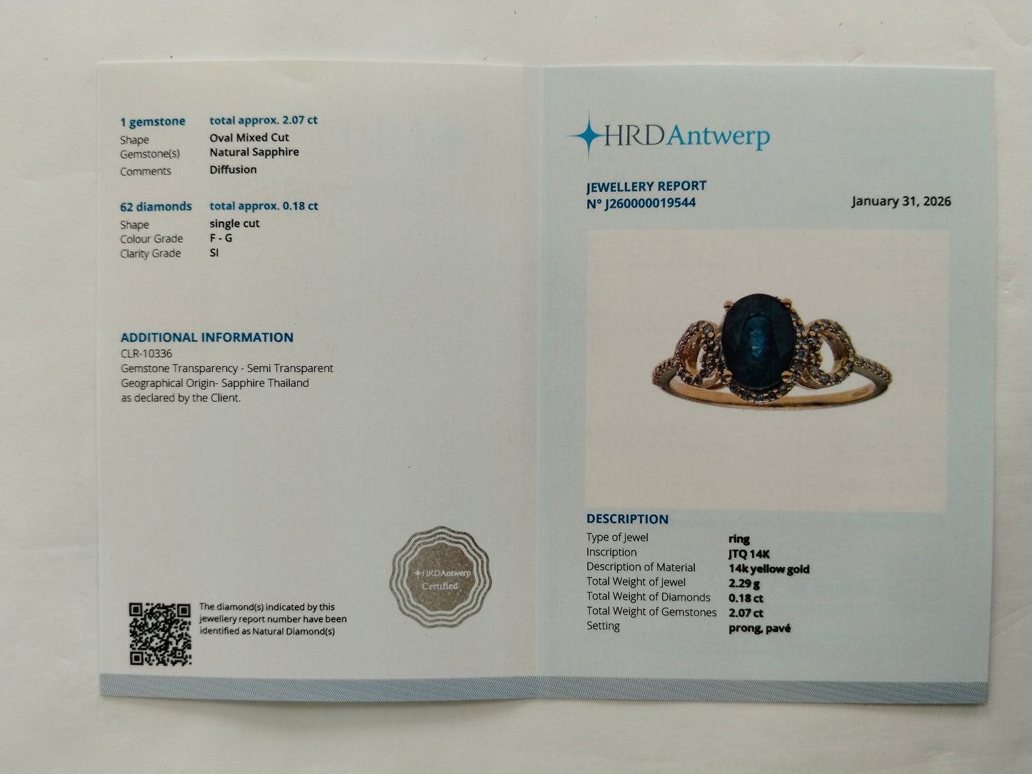 2.25 Ct Oval Mixed Cut Natural Sapphire 14K Gold Ring