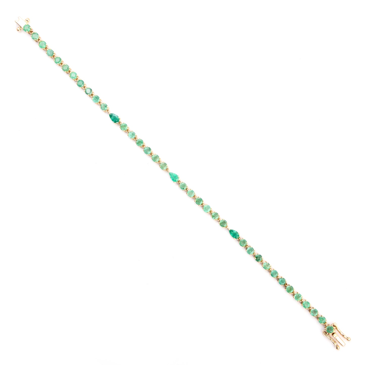 5.68 Ct Pear Emerald 14K Gold Braclet