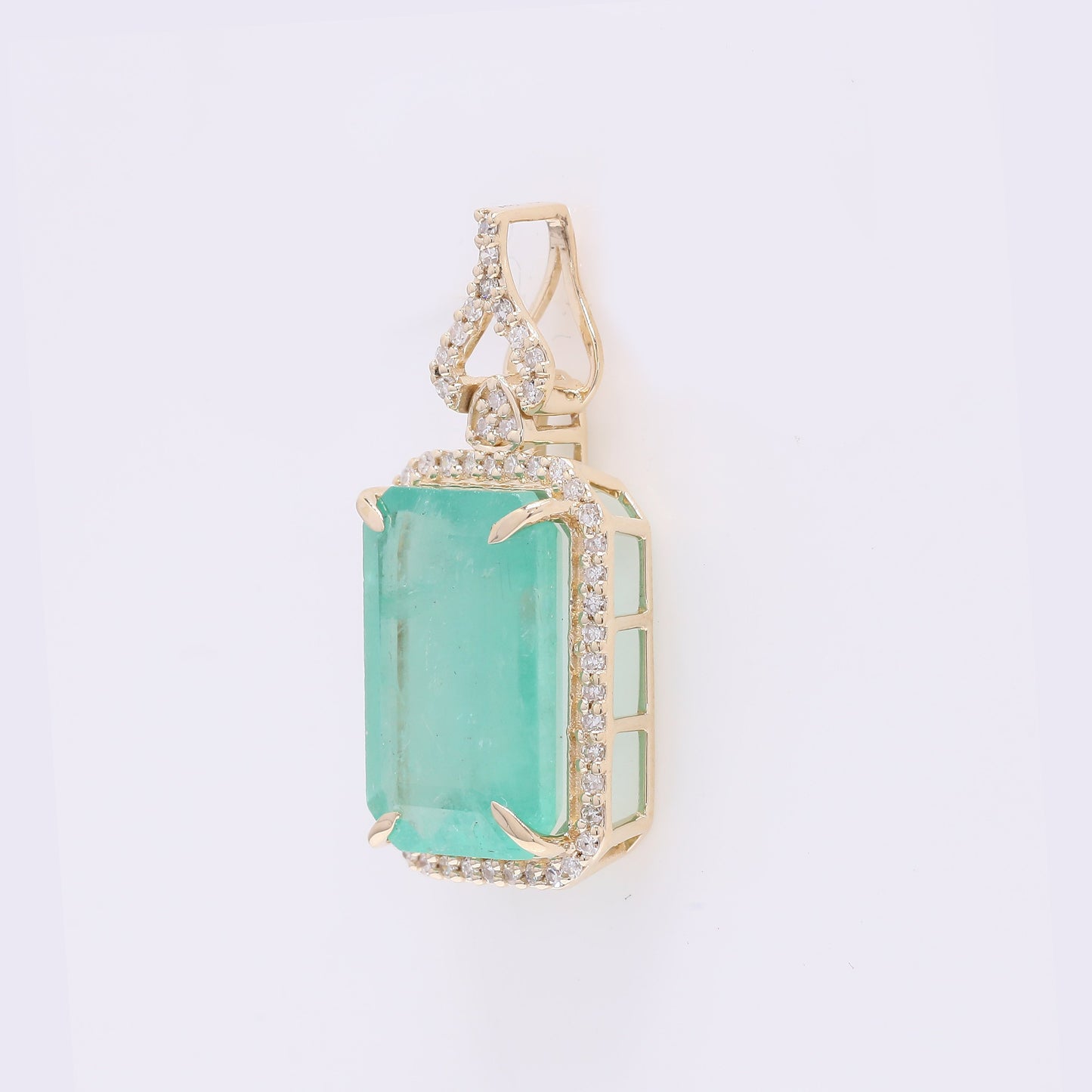 5.12 Ct Octagon Step Cut Natural Emerald 14K Gold Pendant