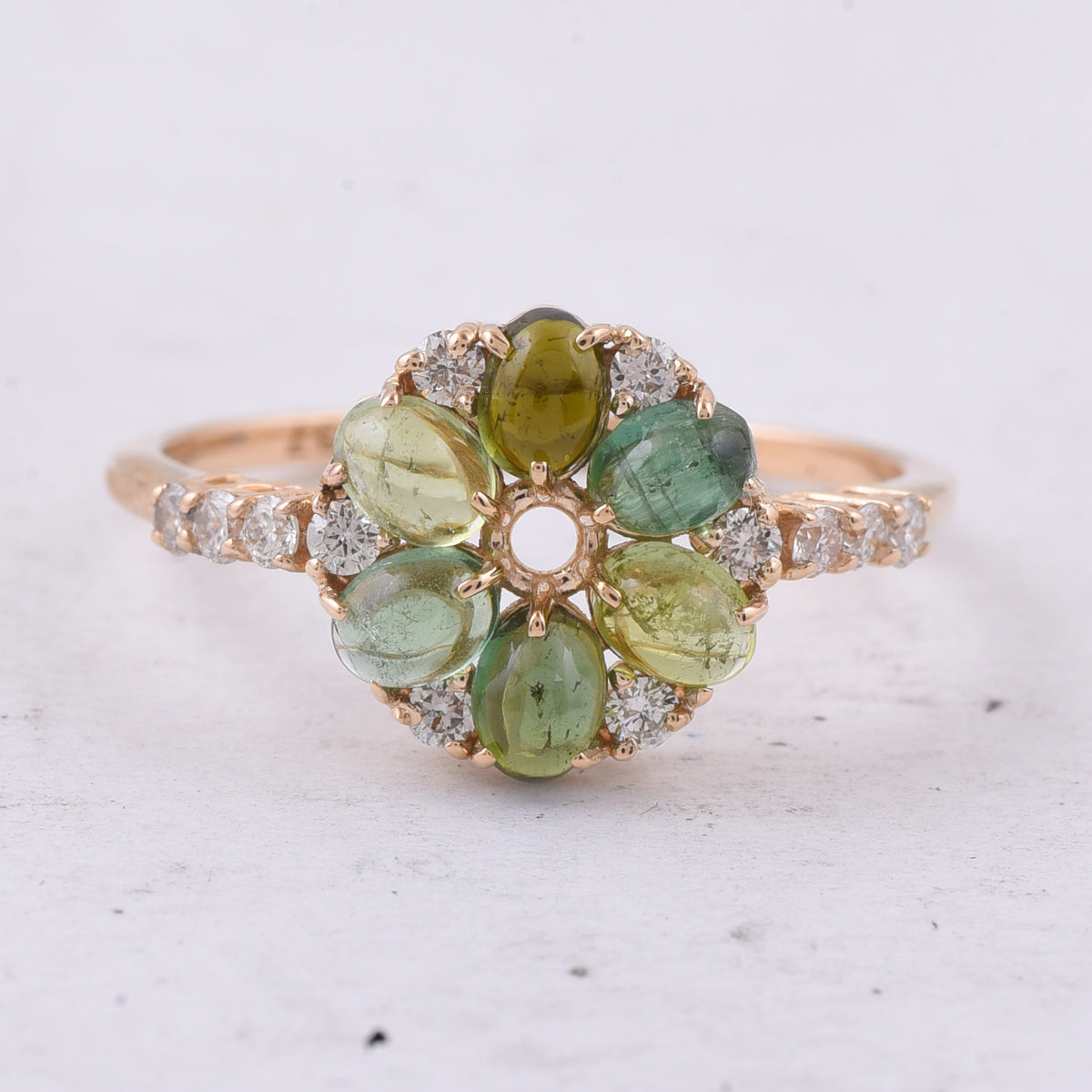 1.35 Ct Oval Cabochon Cut Natural Tourmaline 14K Gold Ring