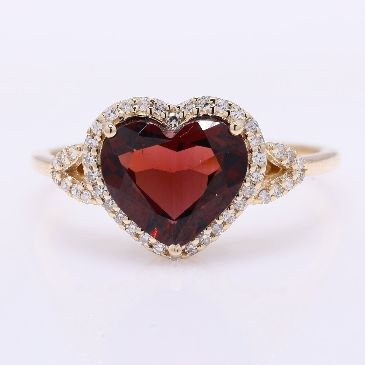 2.45 Ct Heart Mixed Cut Natural Garnet 14K Gold Ring