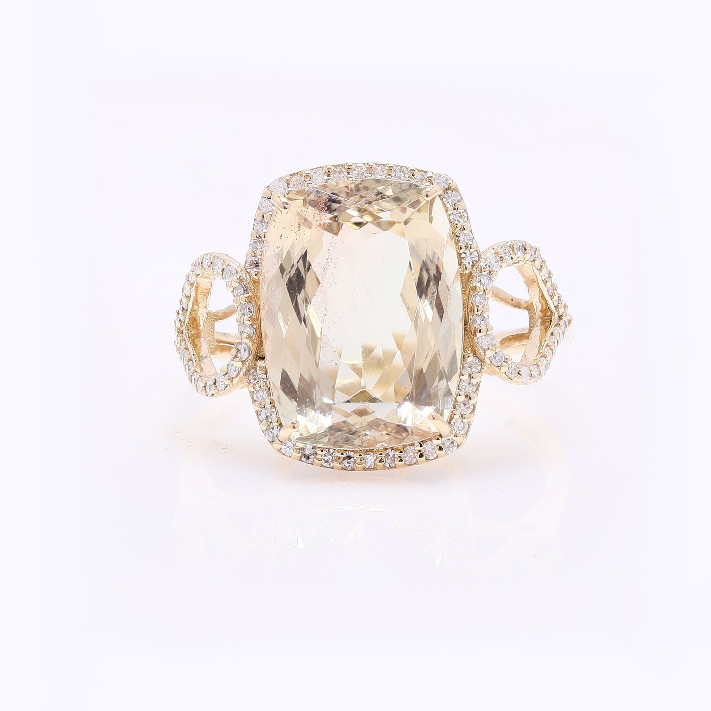 6.53 Ct Rectangular Cushion Mixed Cut Natural Plagioclase Feldspar Sunstone 14K Gold Ring
