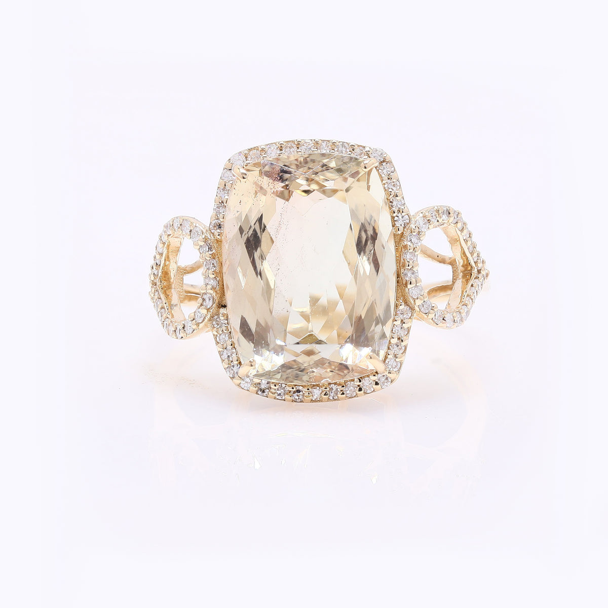 6.53 Ct Rectangular Cushion Mixed Cut Natural Plagioclase Feldspar Sunstone 14K Gold Ring