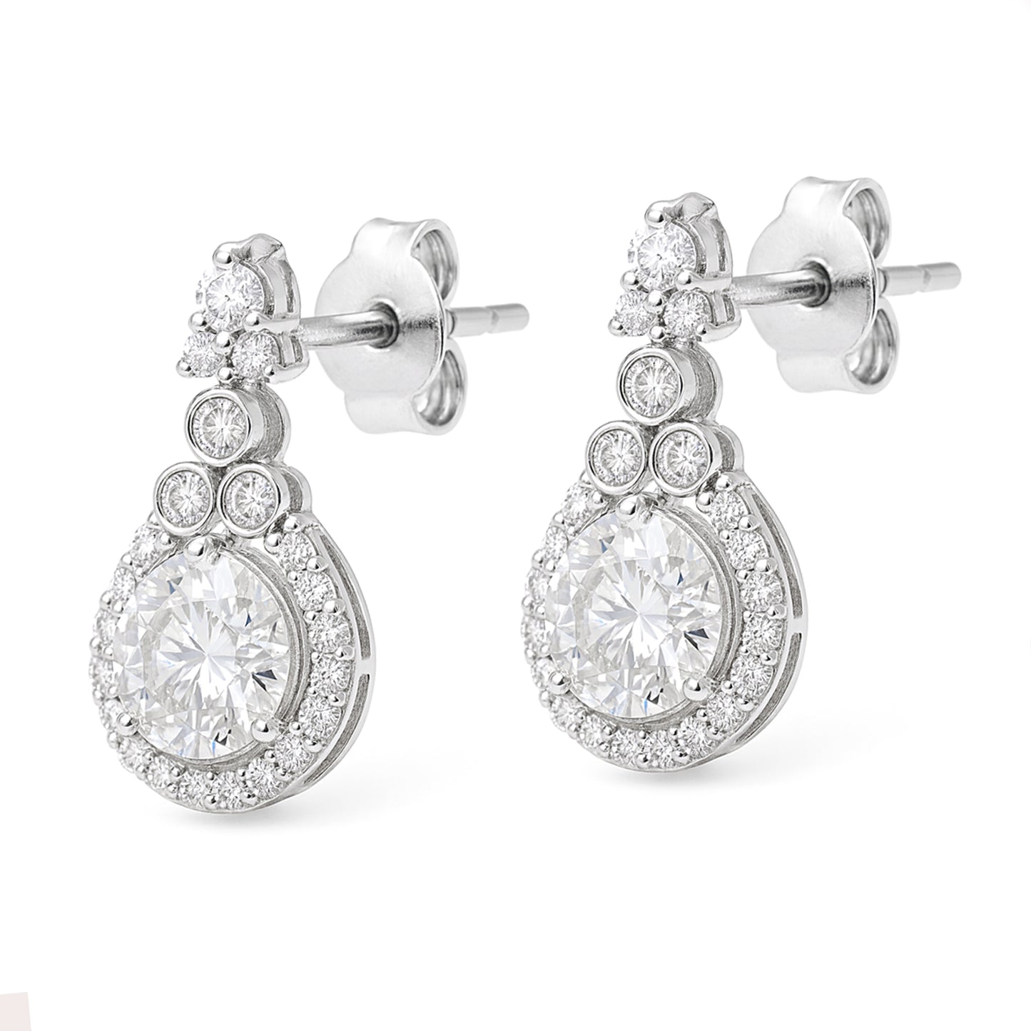 3.74 Carats Lab Grown Diamond 14K Gold Earrings