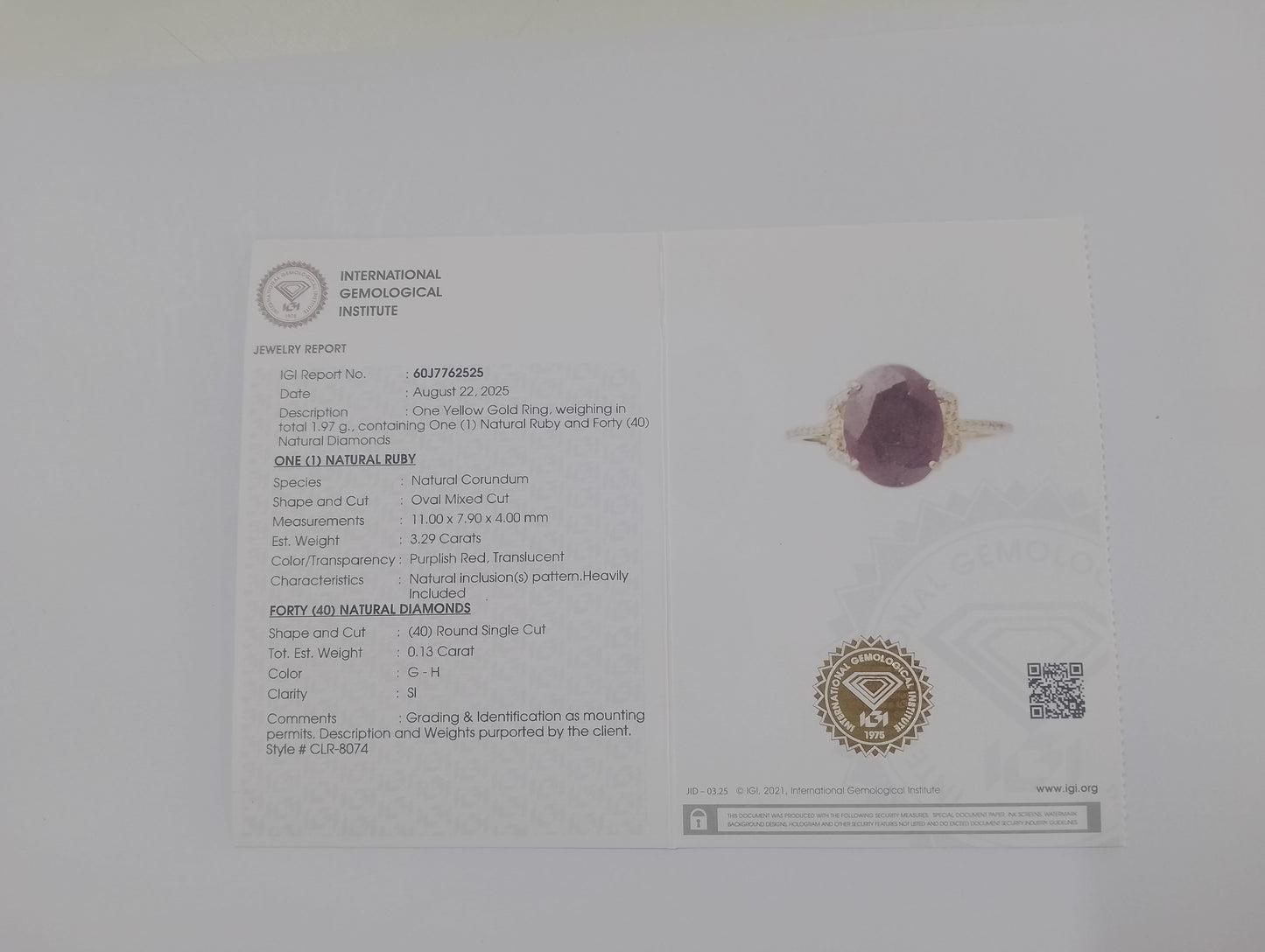 3.42 Ct Oval Mixed Cut Natural Corundum Ruby 14K Gold Ring