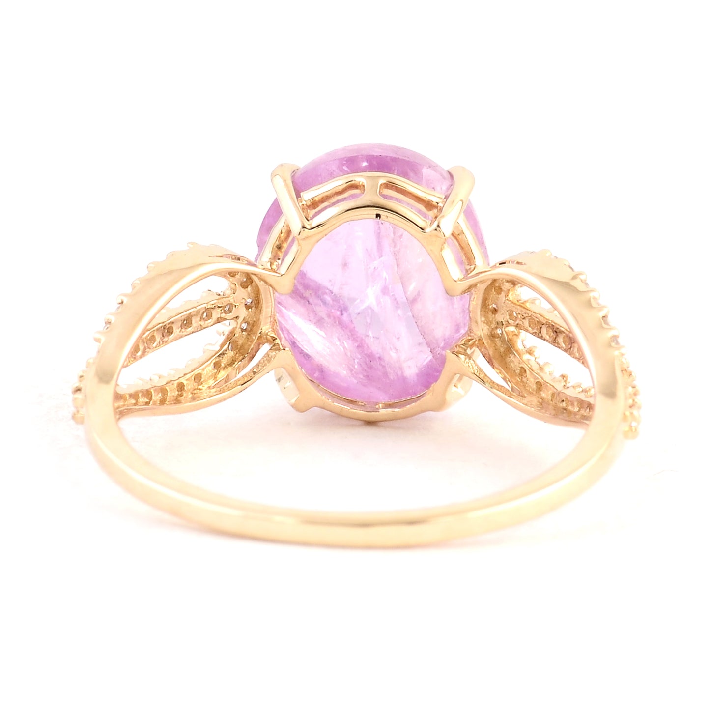 6.19 Ct Oval Cabochon Natural Corundum Pink Sapphire 14K Gold Ring