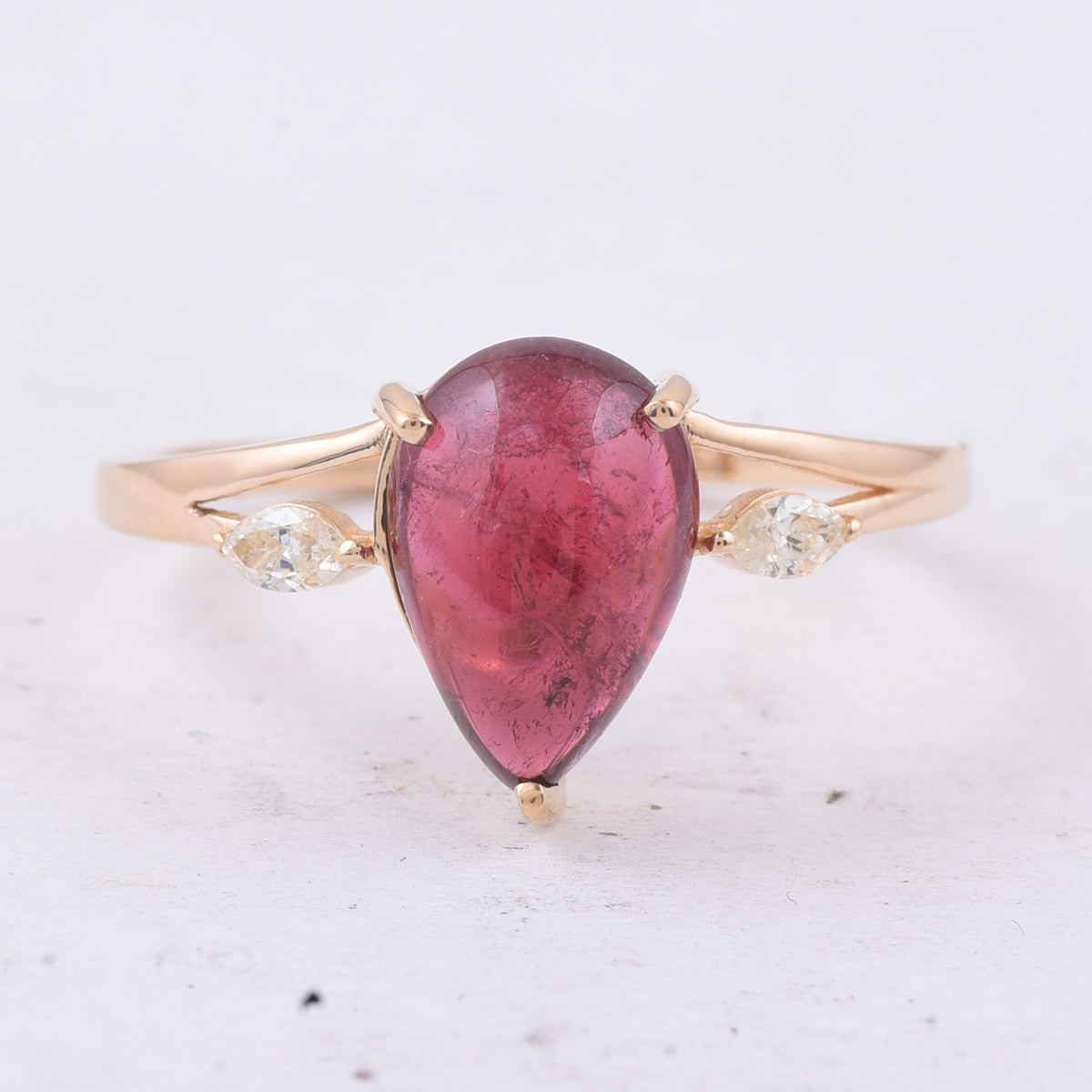 2.30 Ct Pear Natural Pink Tourmaline 14K Gold Ring