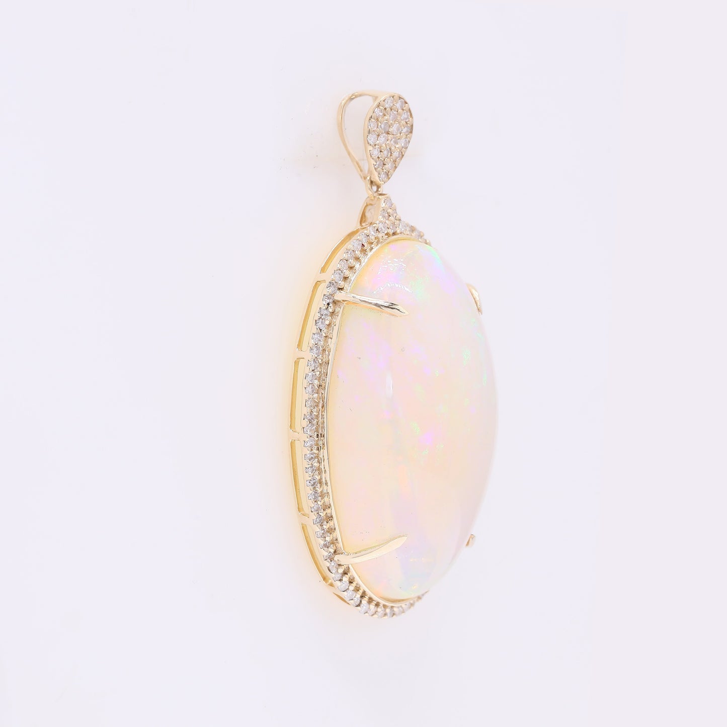18.82 Ct Oval Cabochon Natural Opal 14K Gold Pendant