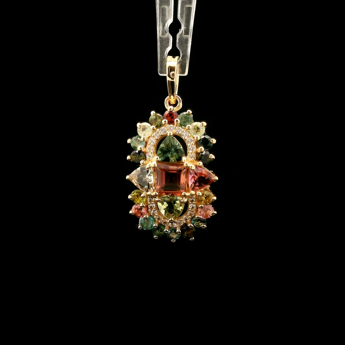 1.53 Ct Square Tourmaline 14K Gold Pendant