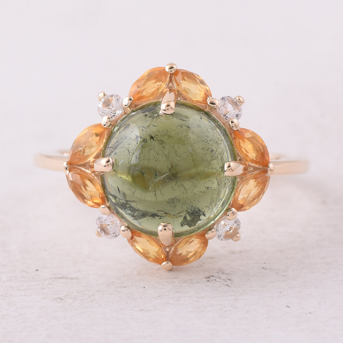3.97 Ct Round Tourmaline 9K Gold Ring