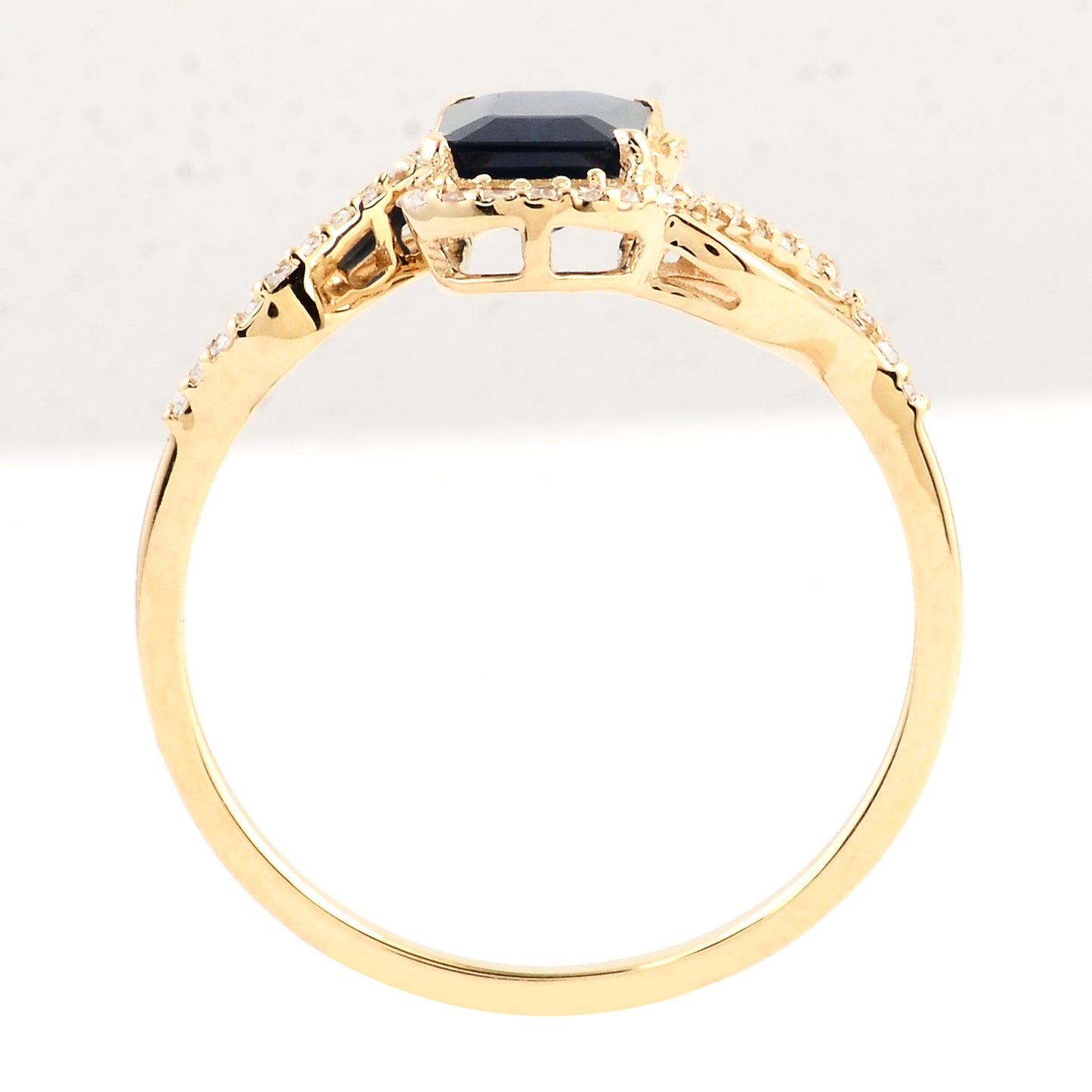 1.18 Ct Emerald Cut Natural Corundum Sapphire 14K Gold Ring