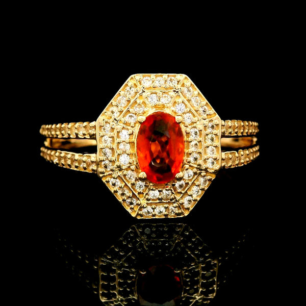 0.85 Ct Oval Multi Sapphire 14K Gold Ring