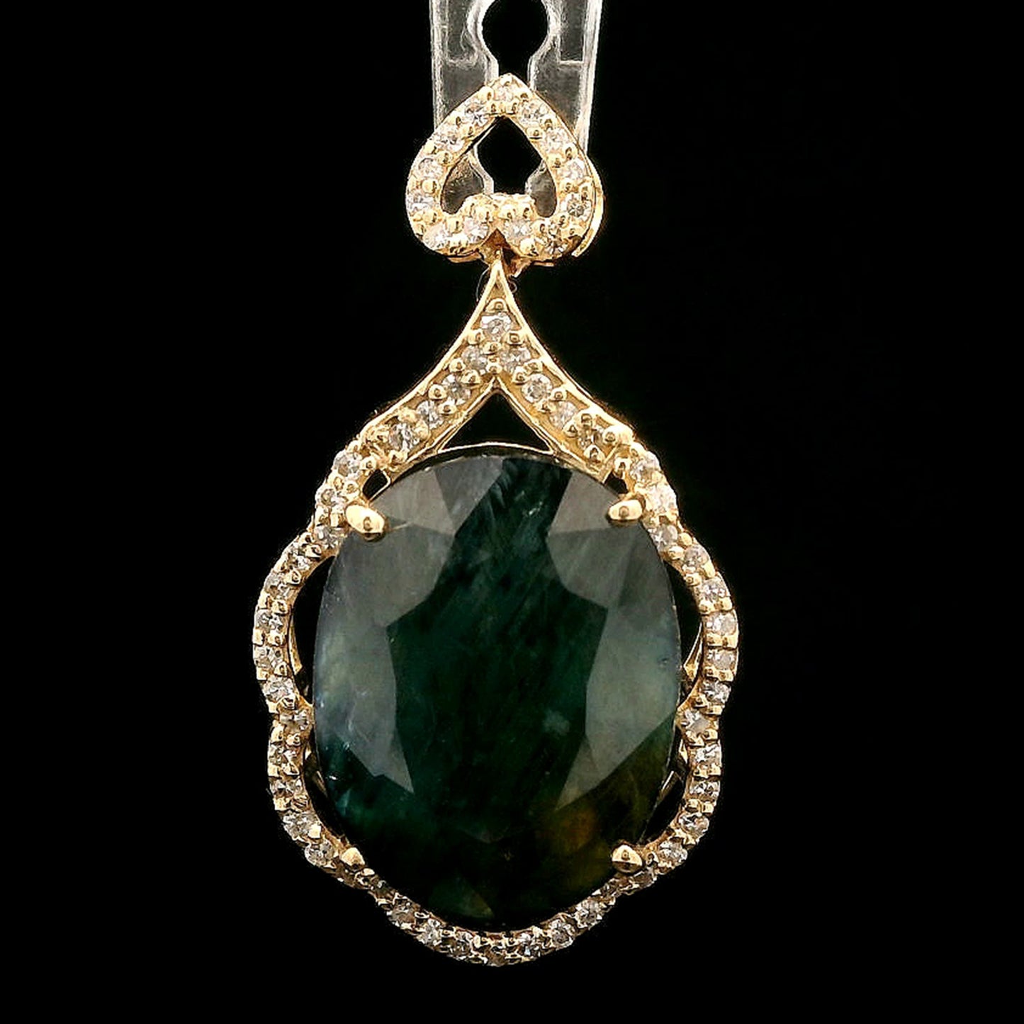 9.34 Ct Oval Mixed Cut Natural Sapphire 14K Gold Pendant