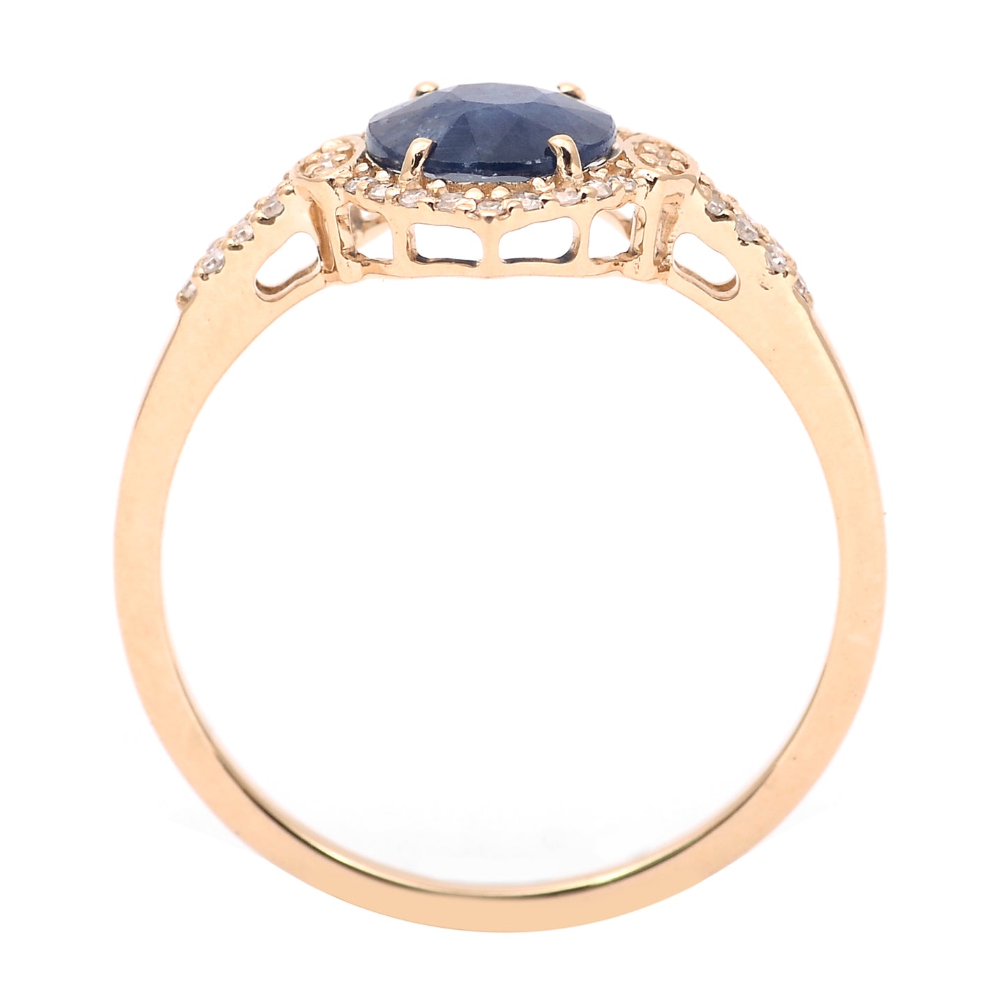 1.34 Ct Oval Mixed Cut Natural Sapphire 14K Gold Ring