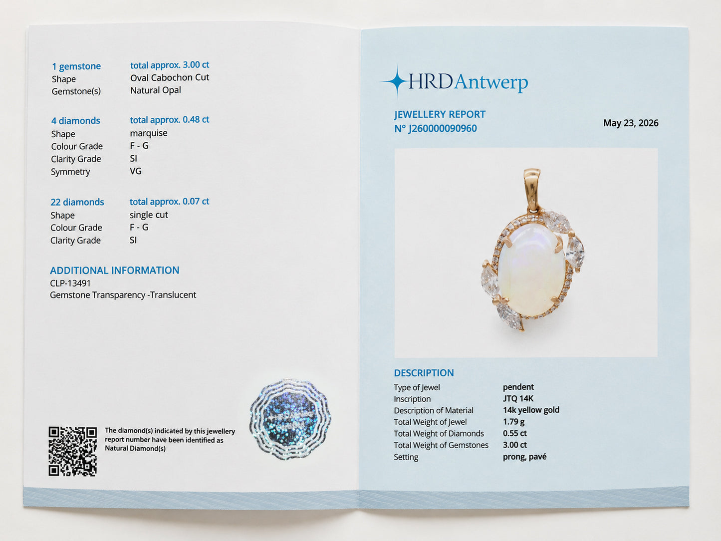 3.55 Ct Oval Cabochon Cut Natural Opal 14K Gold Pendant