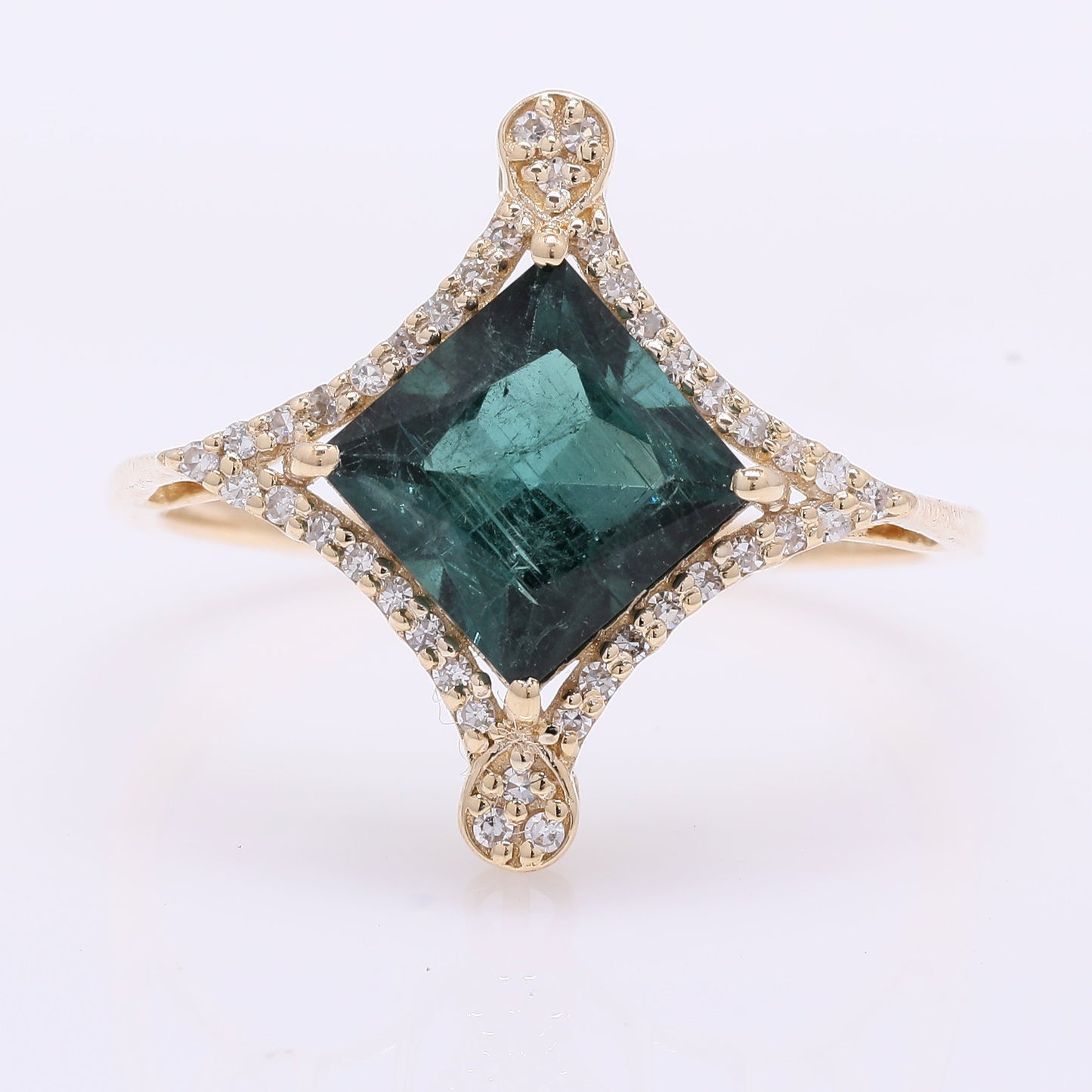 2.15 Ct Square Step Cut Natural Tourmaline 14K Gold Ring