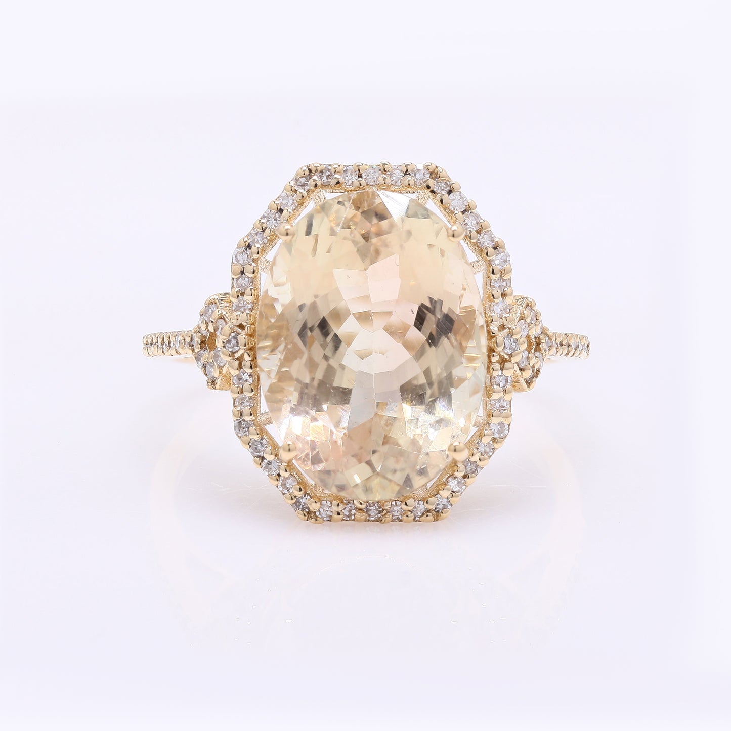 6.25 Ct Oval Mixed Cut Natural Sunstone 14K Gold Ring