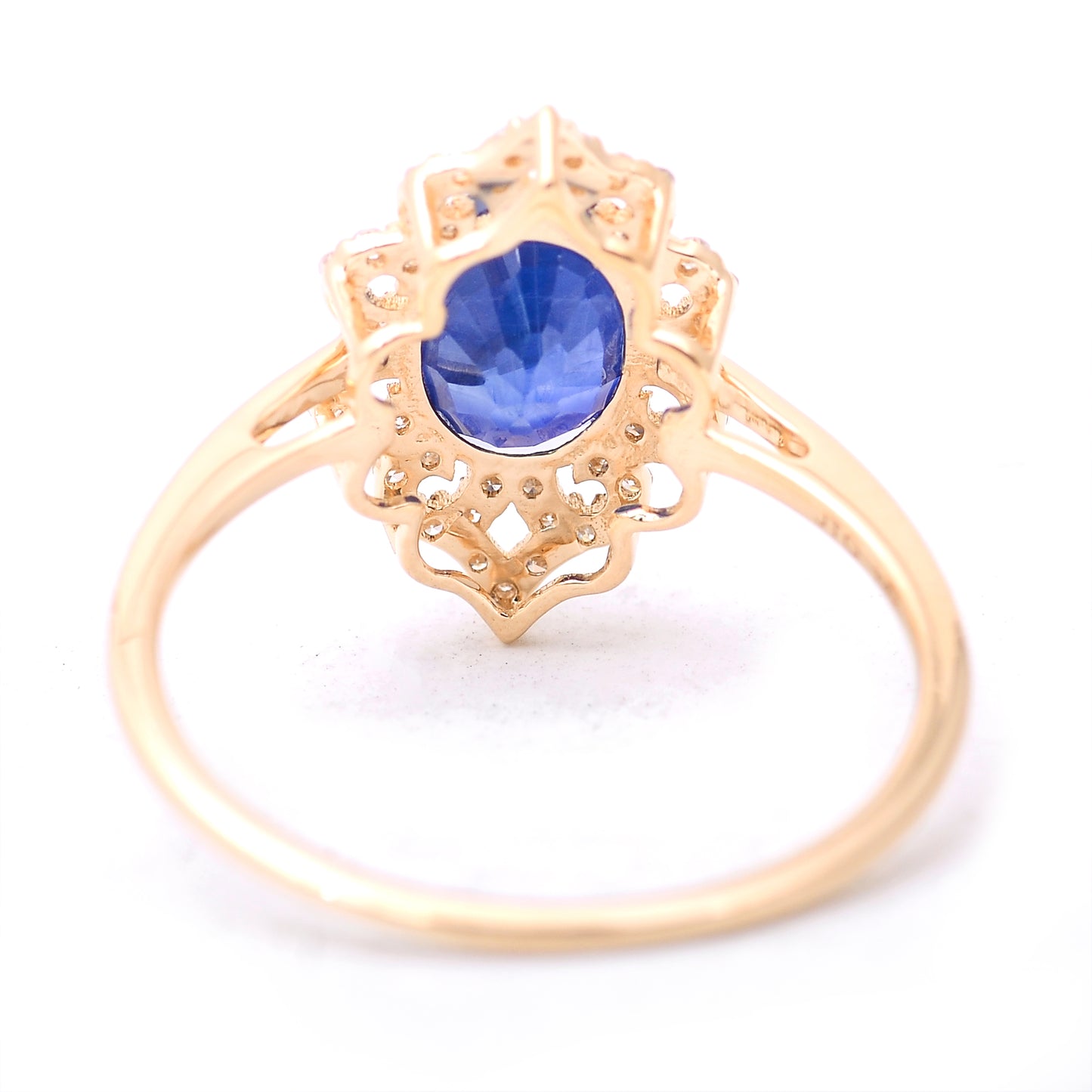 1.81 Ct Oval Mixed Cut Natural Sapphire 14K Gold Ring