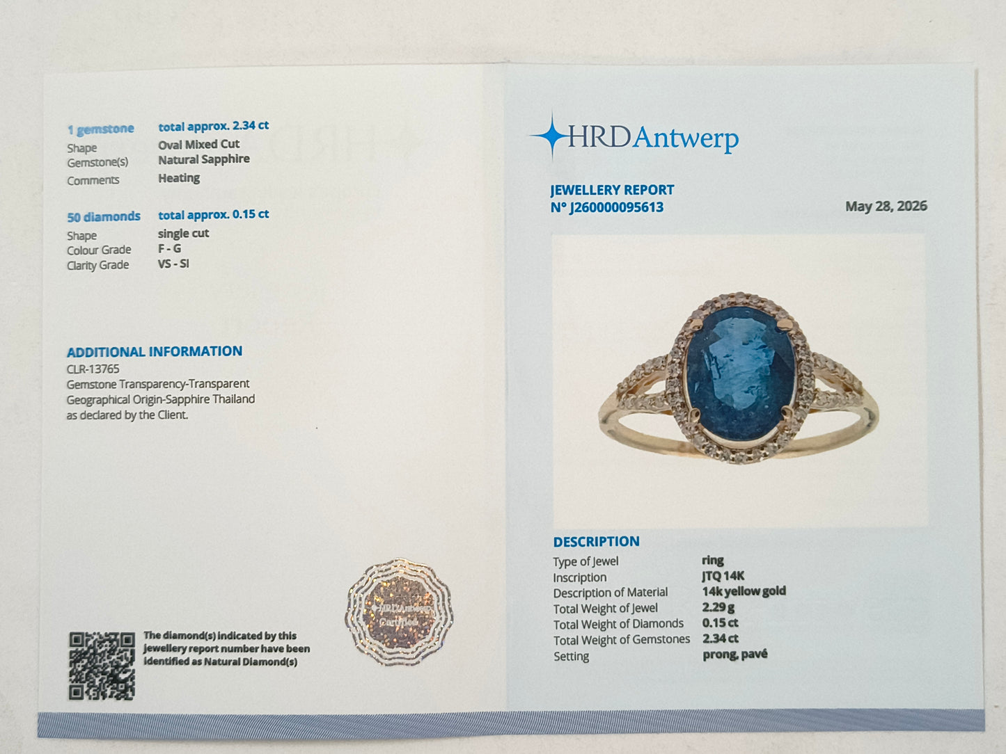 2.49 Ct Oval Mixed Cut Natural Sapphire 14K Gold Ring