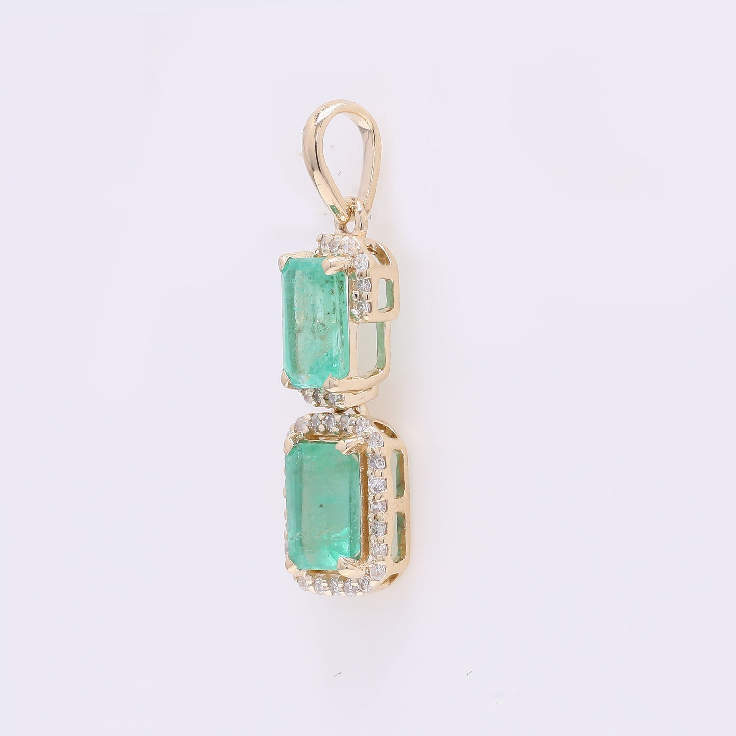 1.18 Ct Octagon Step Cut Natural Emerald 14K Gold Pendant