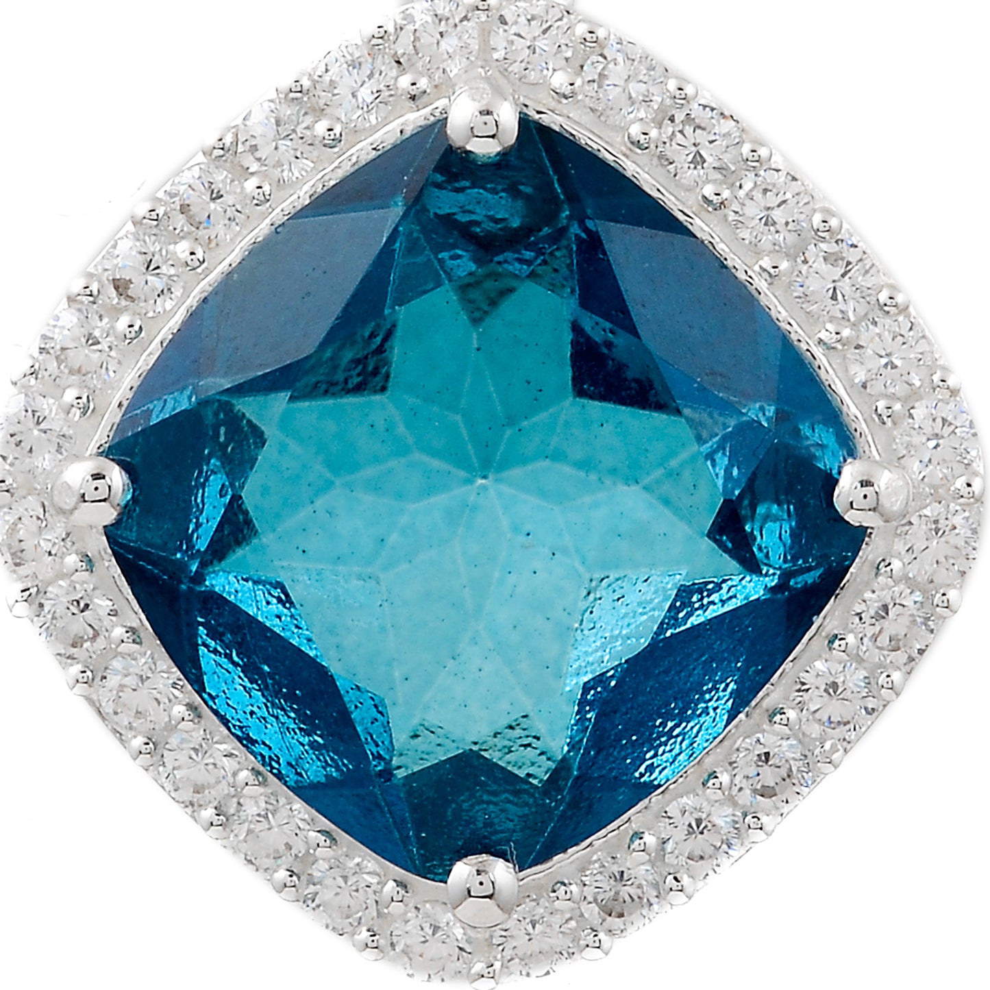 8.47 Ct Cushion Lbt Color Topaz, Cubic Zirconia, 925 Sterling Silver Pendant