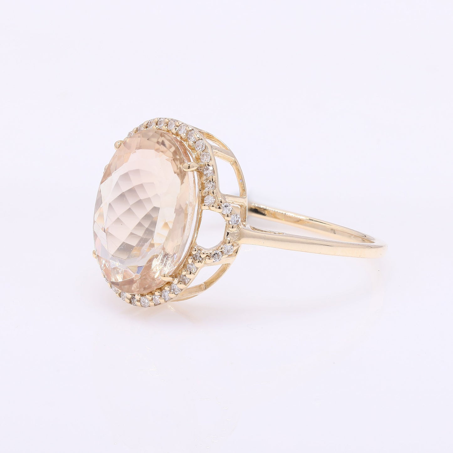 3.77 Ct Oval Mixed Cut Natural Plagioclase Feldspar Sunstone 14K Gold Ring