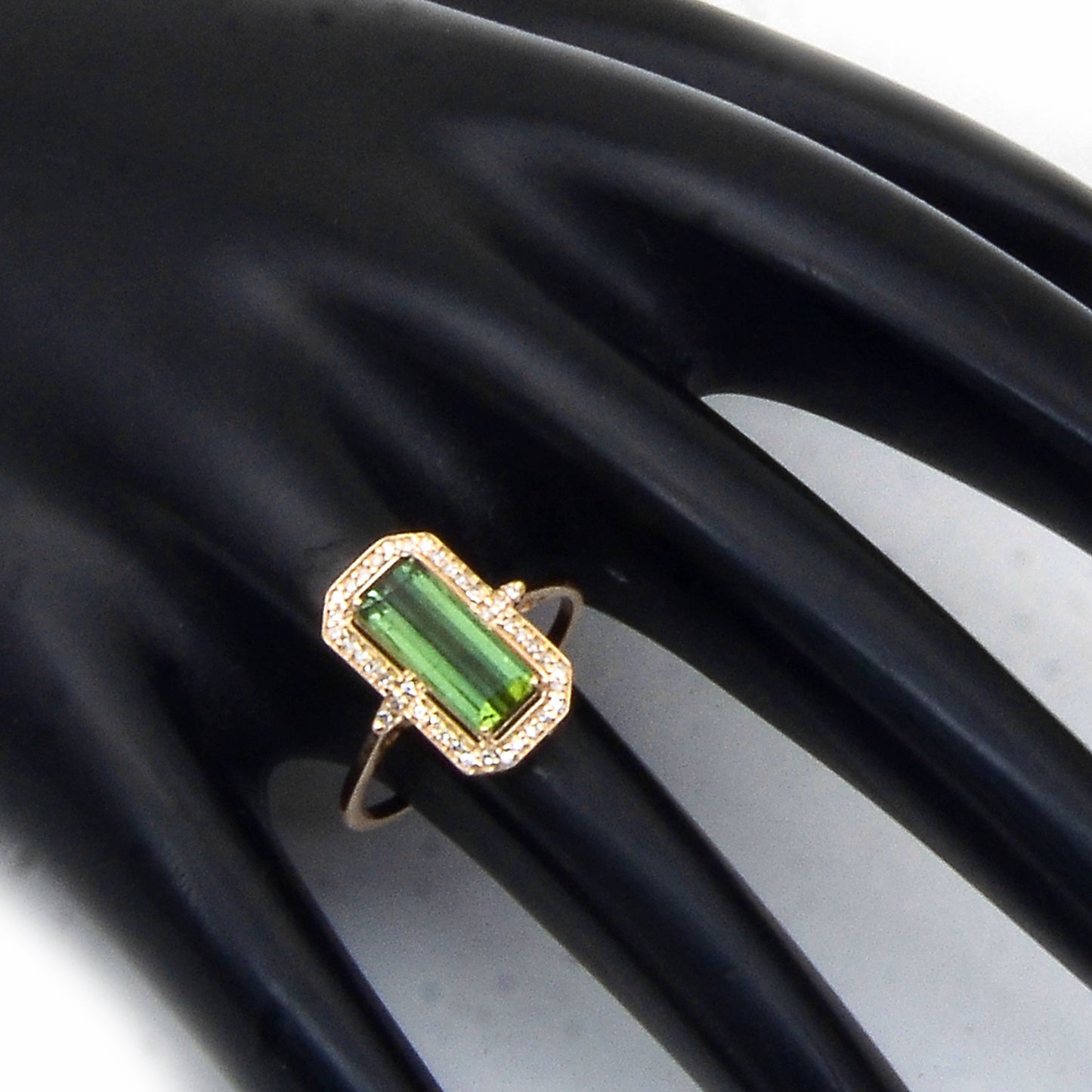 2.18 Ct Rectangle Step Cut Natural Tourmaline 14K Gold Ring