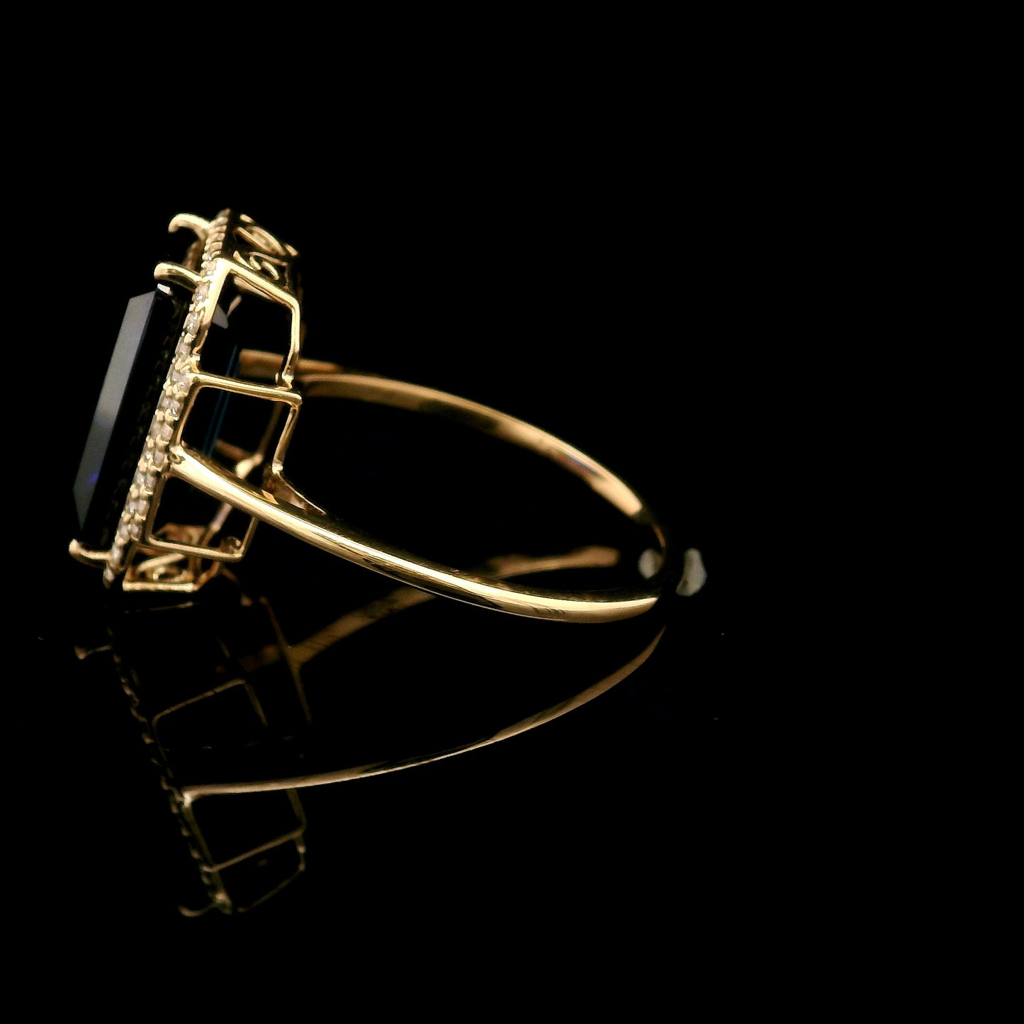6.24 Ct Emerald Cut Lab Grown Sapphire 14K Gold Ring