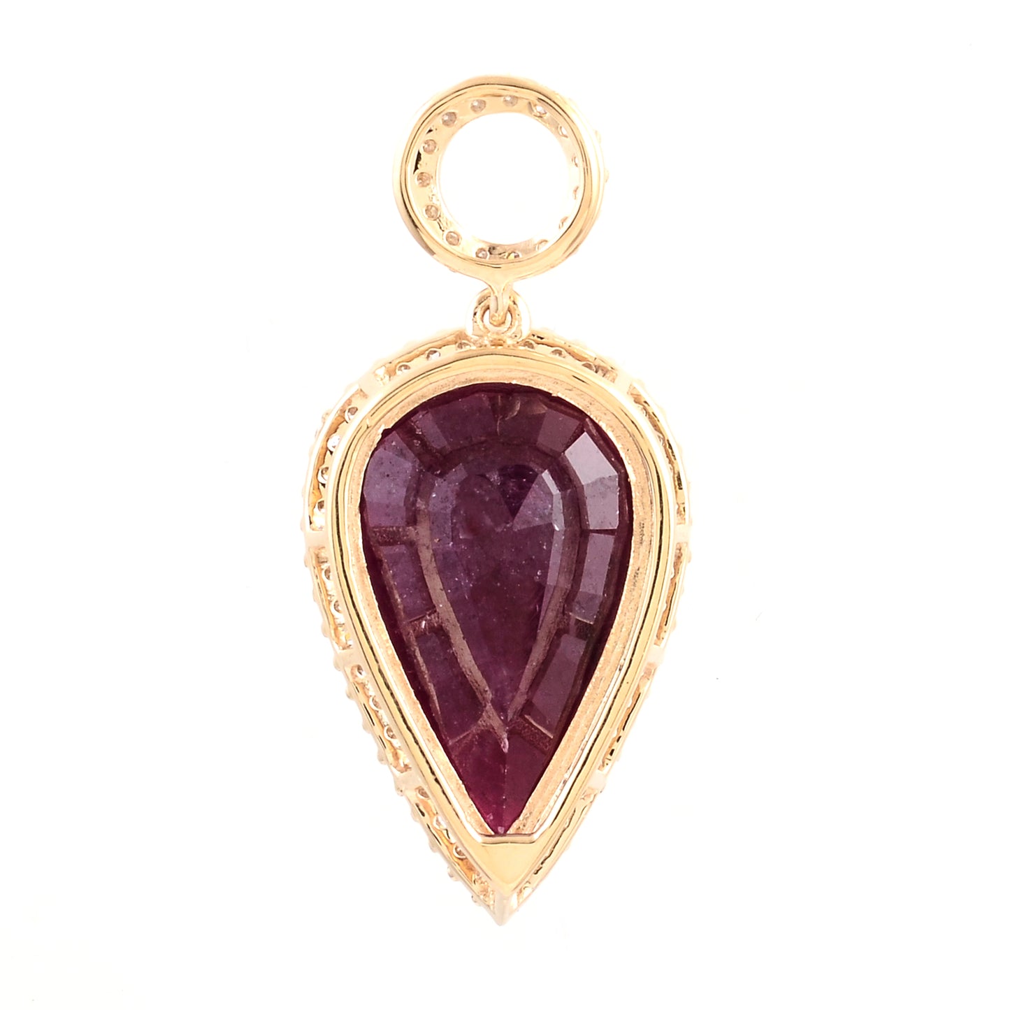 5.97 Ct Pear Mixed Cut Natural Corundum Ruby 14K Gold Pendant