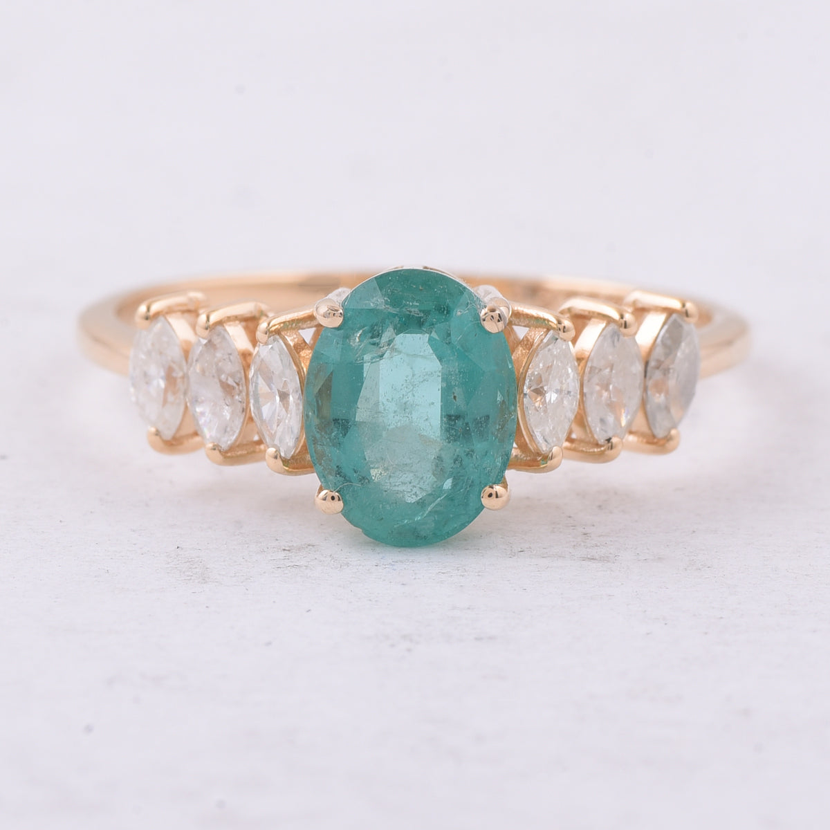 1.55 Ct Oval Natural Emerald 14K Gold Ring