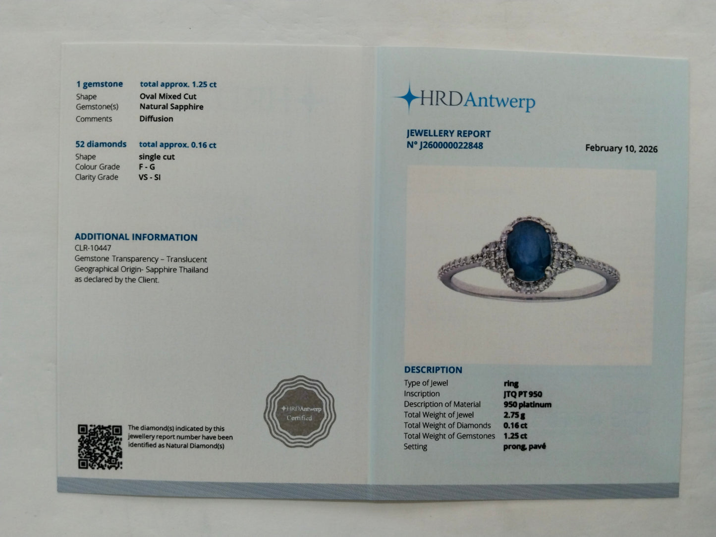 1.41 Ct Oval Mixed Cut Natural Sapphire 950 Platinum Ring