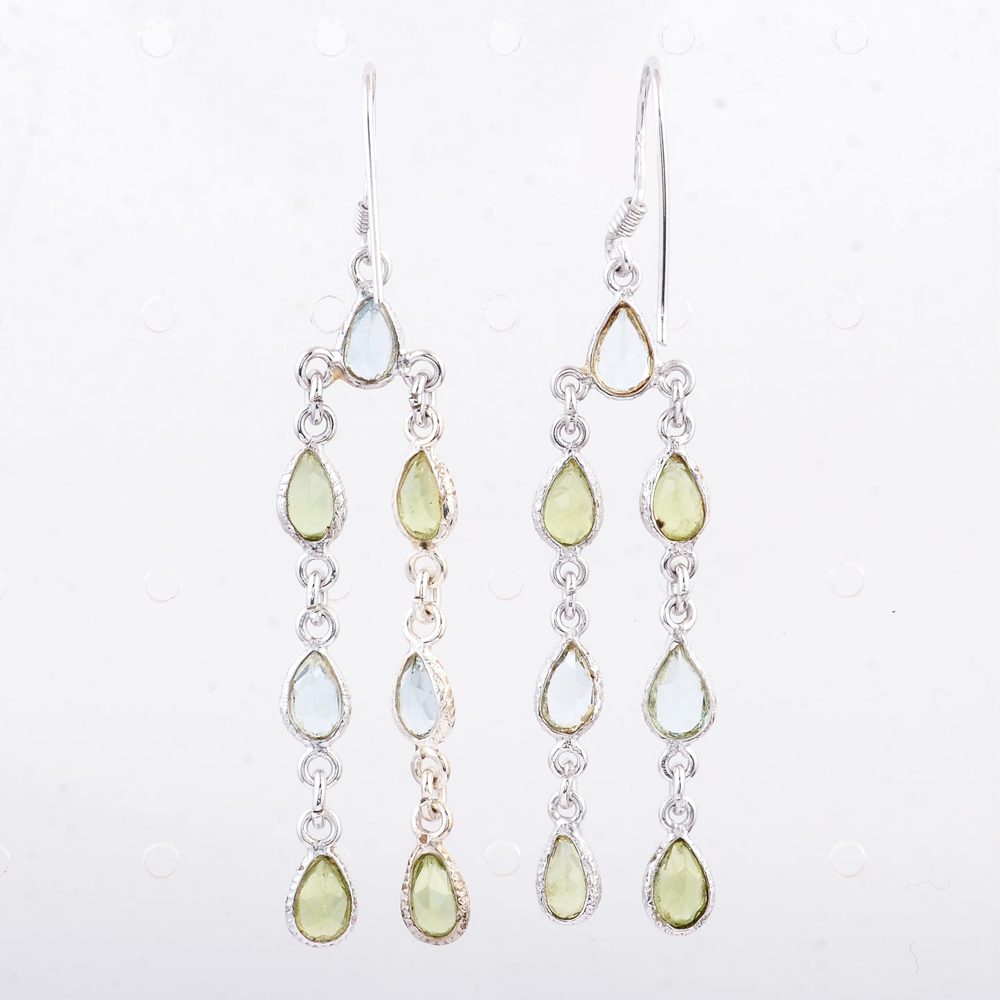 10.50 Ct Blue Topaz, Peridot 925 Sterling Silver Earrings