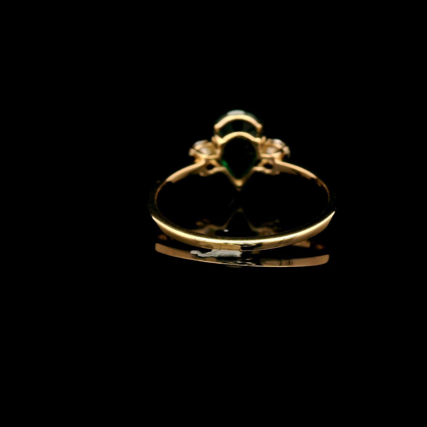 1.33 Ct Pear Mixed Cut Lab Grown Emerald 14K Gold Ring