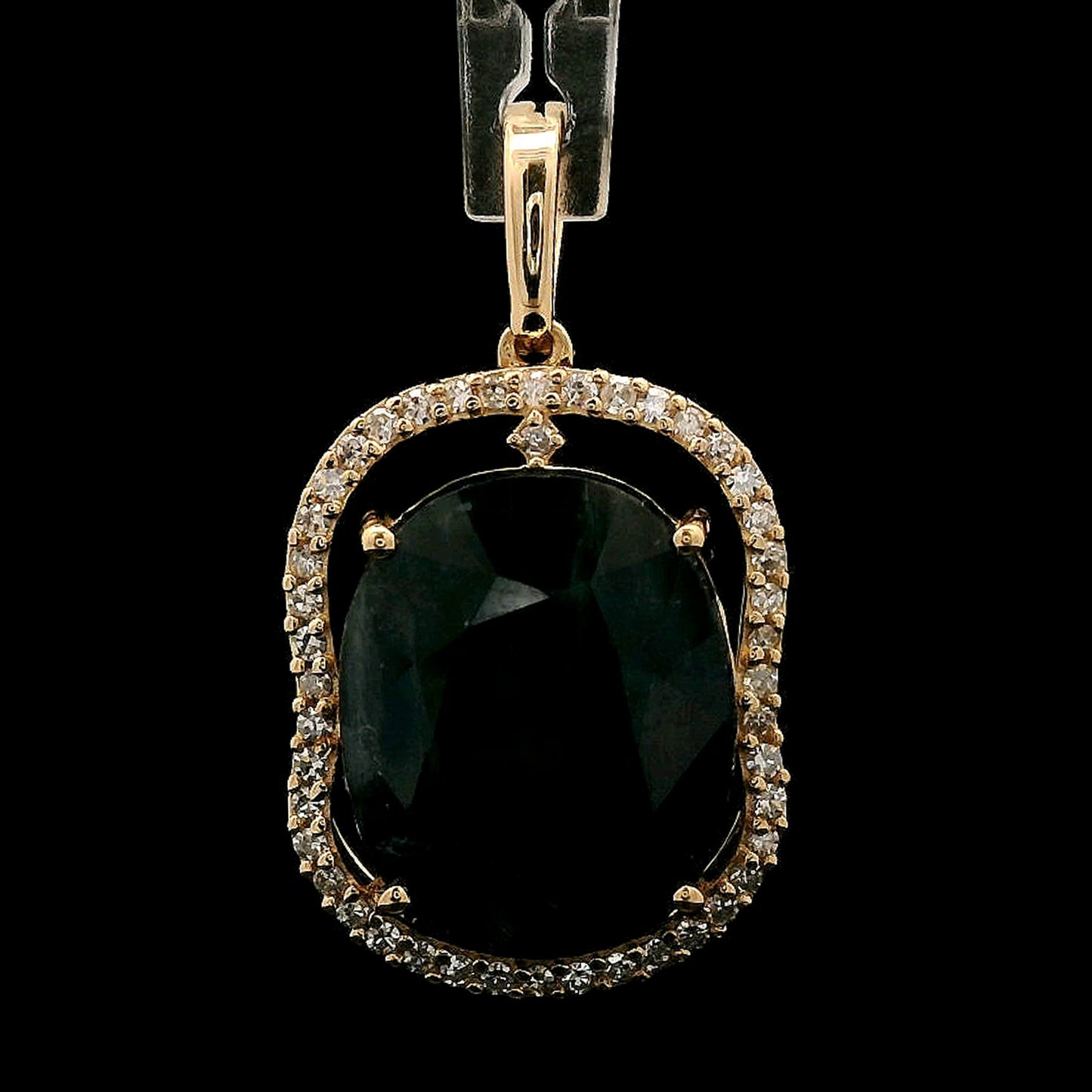 5.92 Ct Cushion Mixed Cut Natural Sapphire 14K Gold Pendant