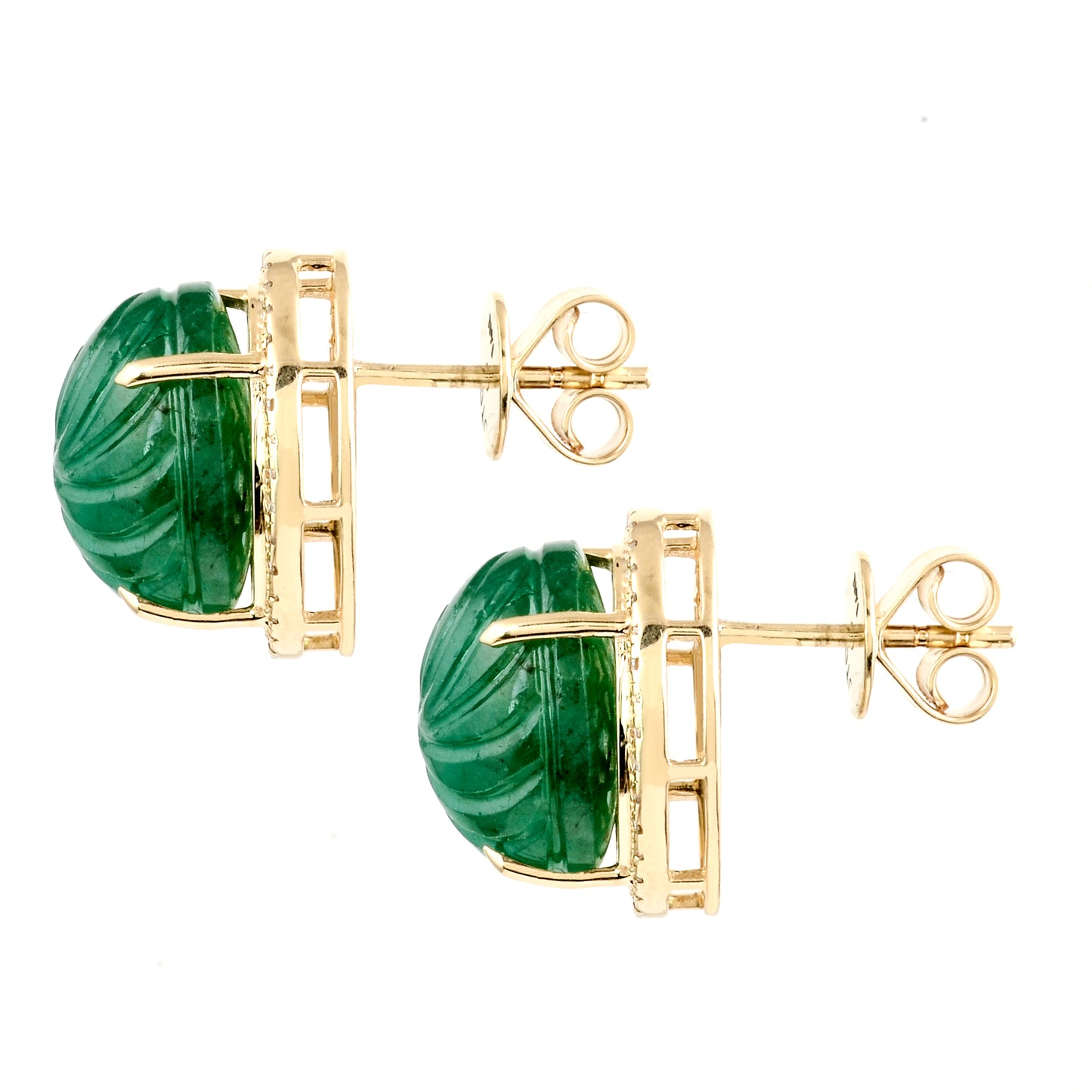 13.08 Ct Oval Natural Beryl Emerald 14K Gold Earrings