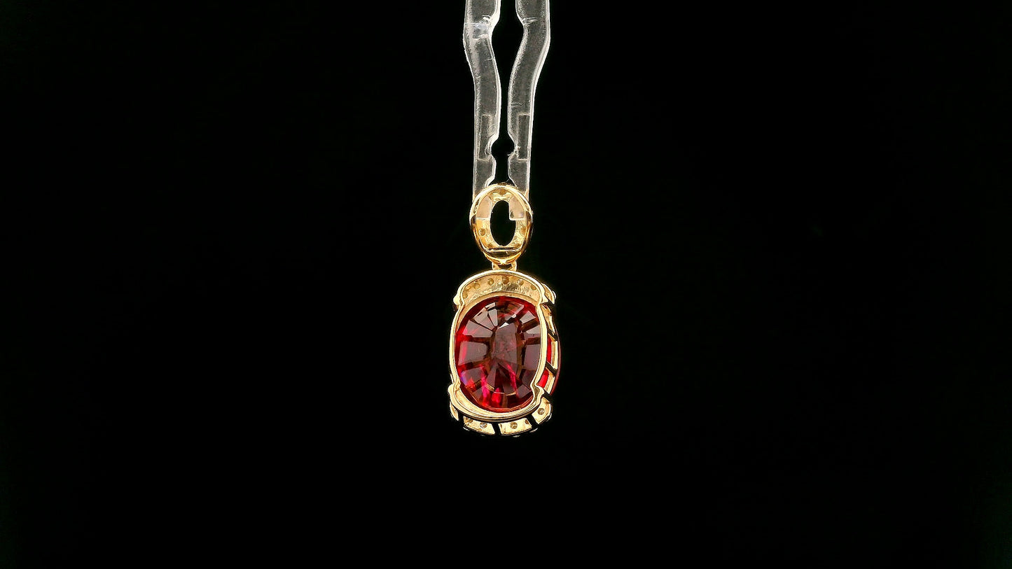 4.58 Ct Oval Lab Grown Ruby 14K Gold Pendant