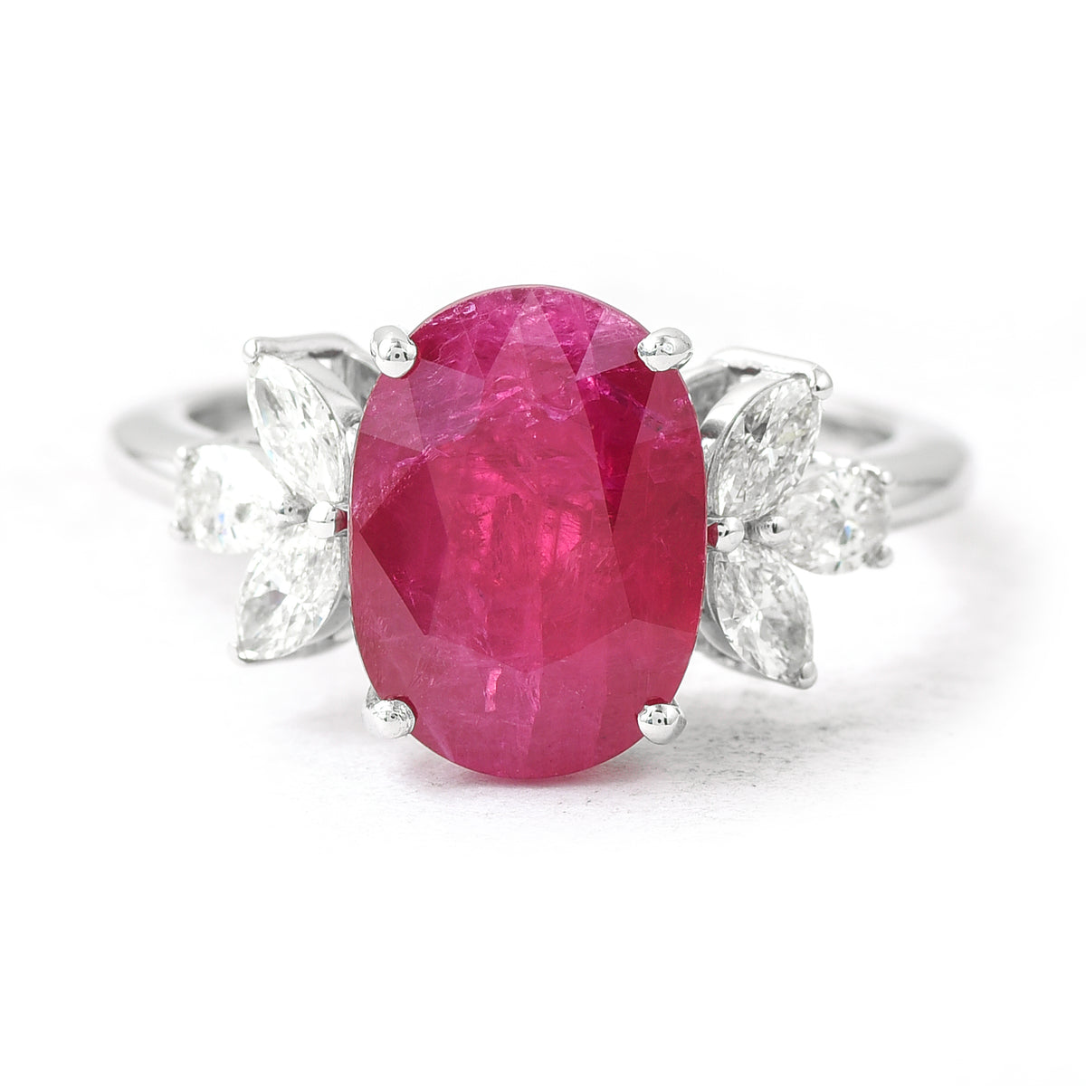 4.99 Ct Oval Ruby 950 Platinum Ring