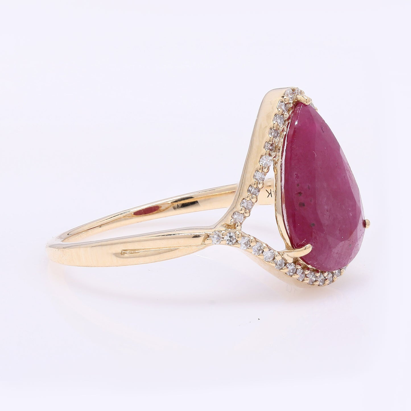2.80 Ct Pear Mixed Cut Natural Ruby 14K Gold Ring
