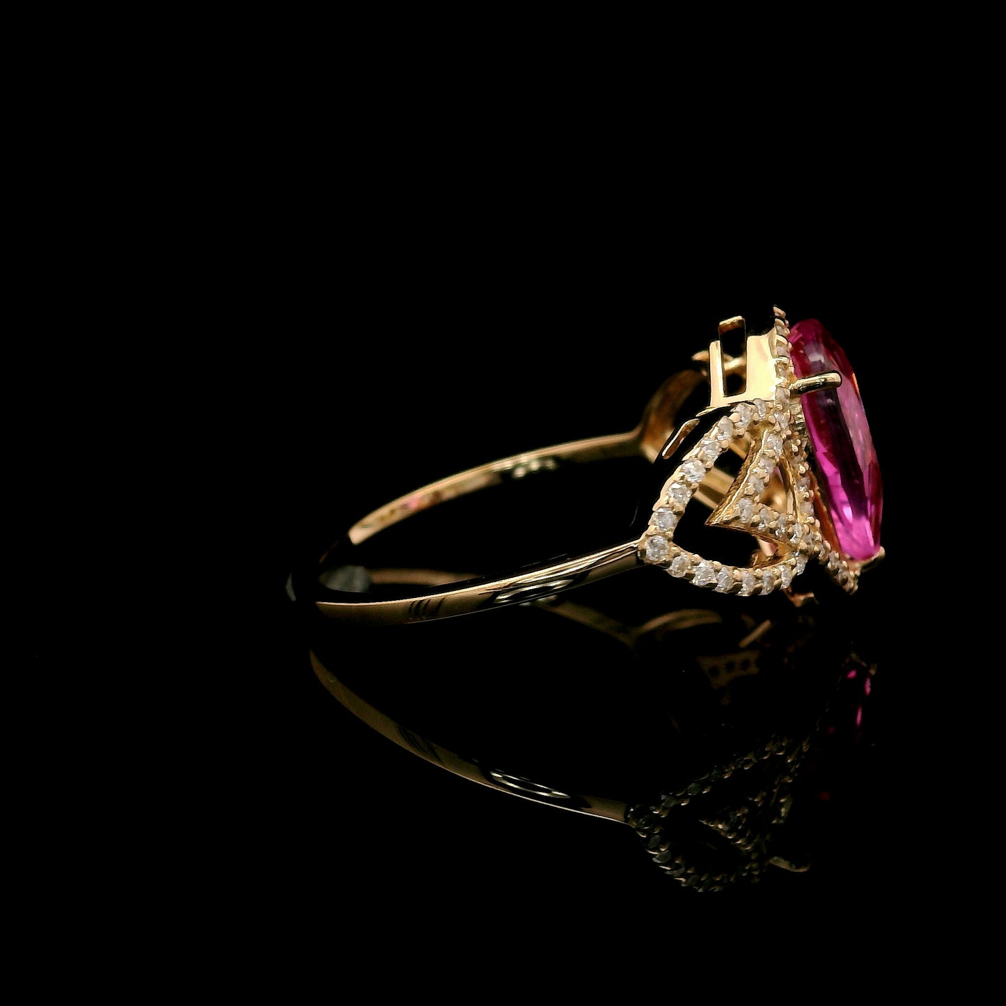 2.45 Ct Round Mixed Cut Lab Grown Pink Sapphire 14K Gold Ring