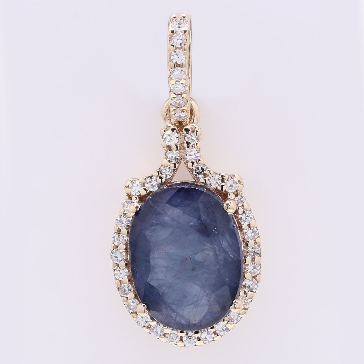 2.48 Ct Oval Mixed Cut Natural Sapphire 14K Gold Pendant