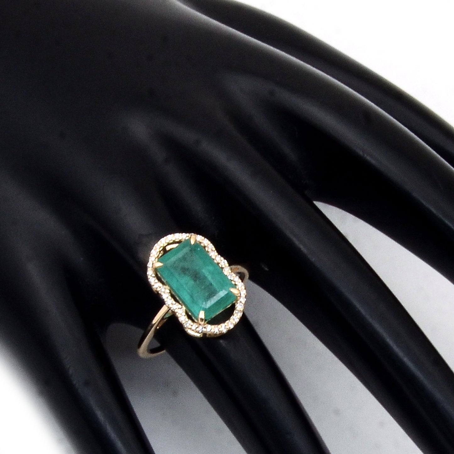 3.31 Ct Octagon Step Cut Natural Emerald 14K Gold Ring