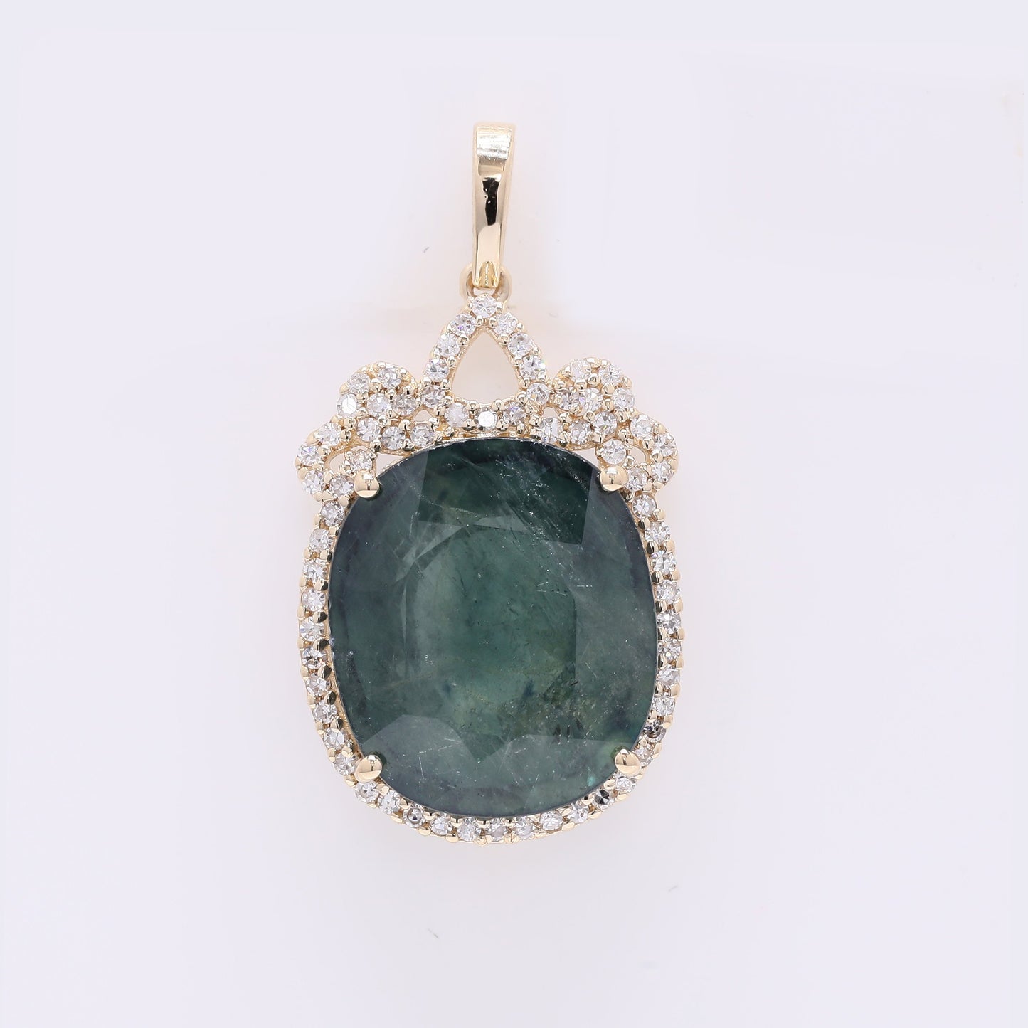 11.08 Ct Cushion Mixed Cut Natural Sapphire 14K Gold Pendant