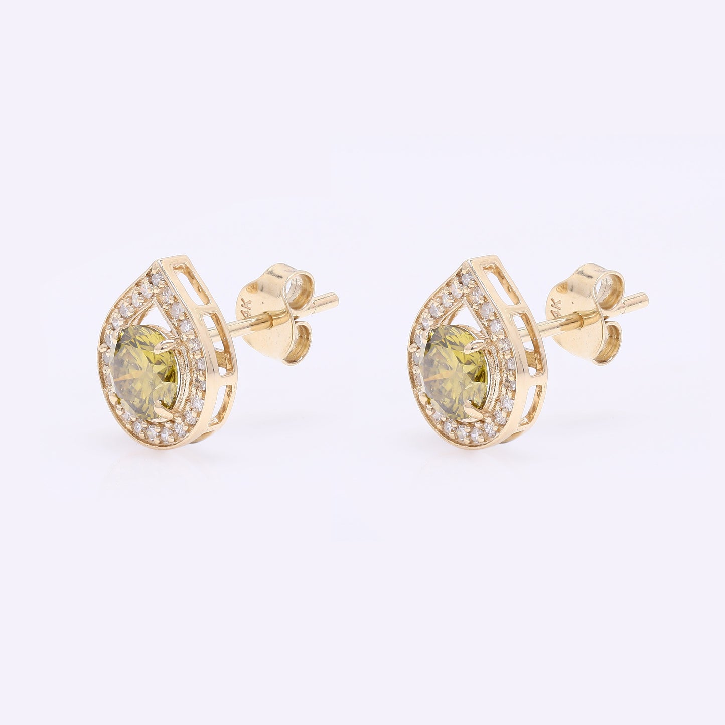 1.12 Ct Round Yellow Diamond 14K Gold Earrings