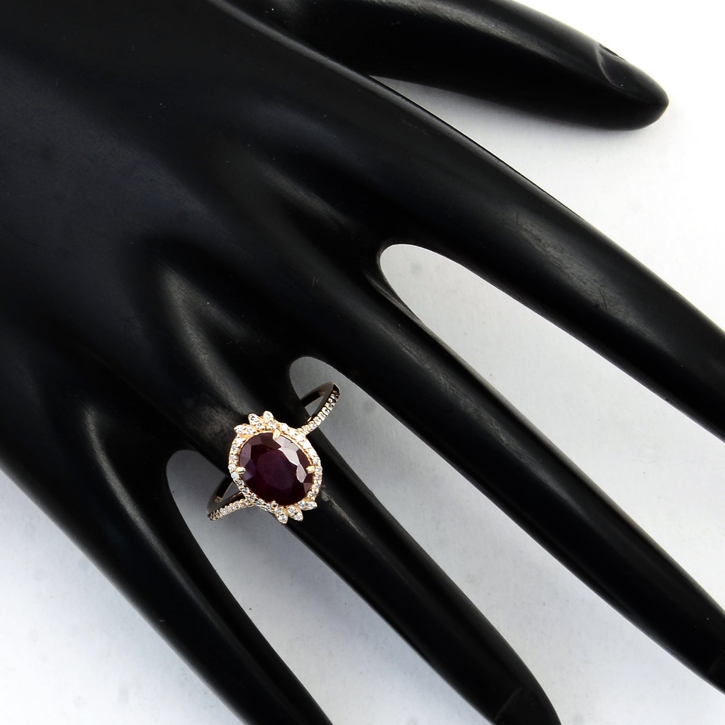 2.21 Ct Oval Mixed Cut Natural Corundum Ruby 14K Gold Ring